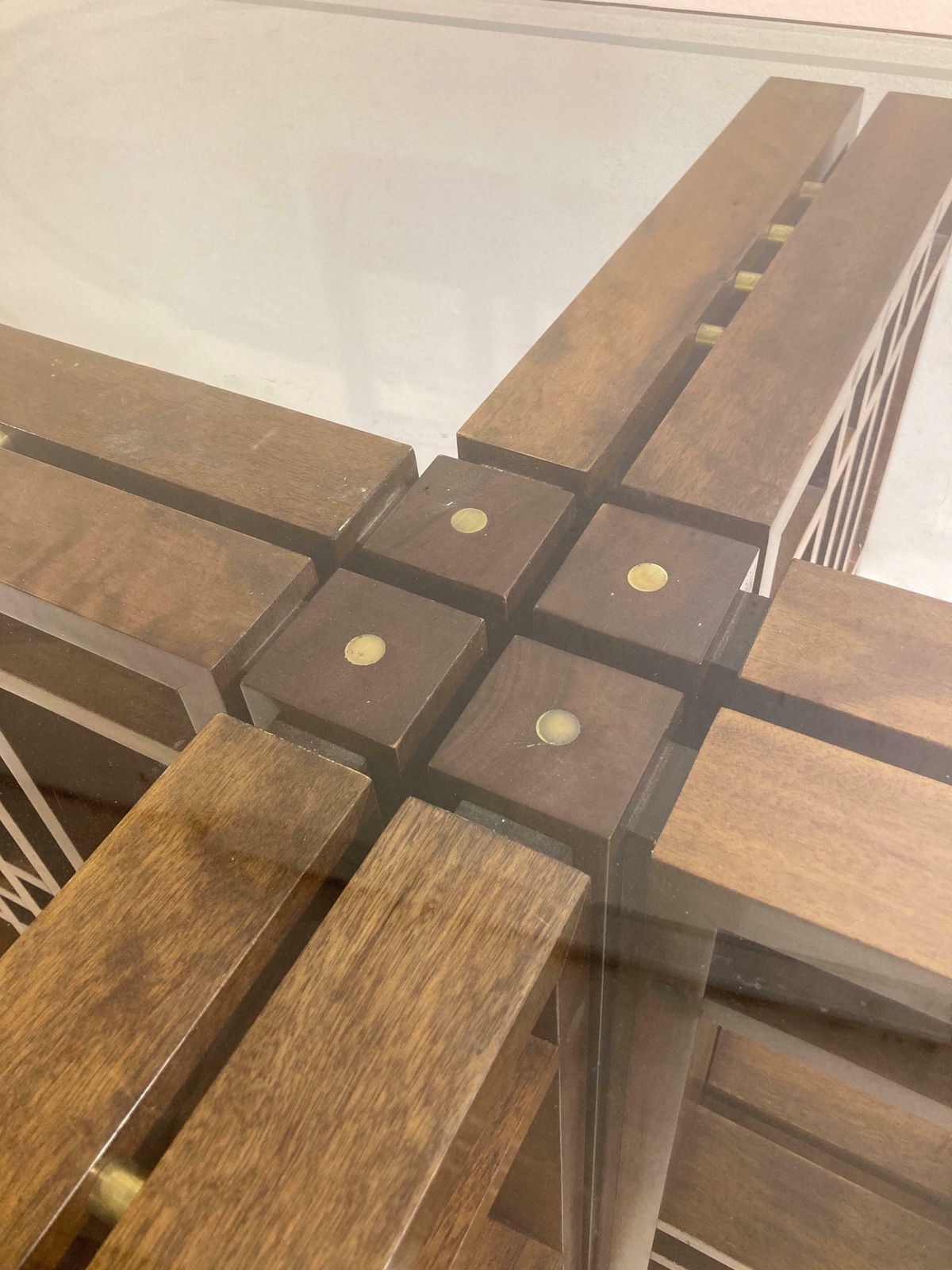 Mid Century Modern Italian Dining Table, Wood And Glass, 1960s photo for sale