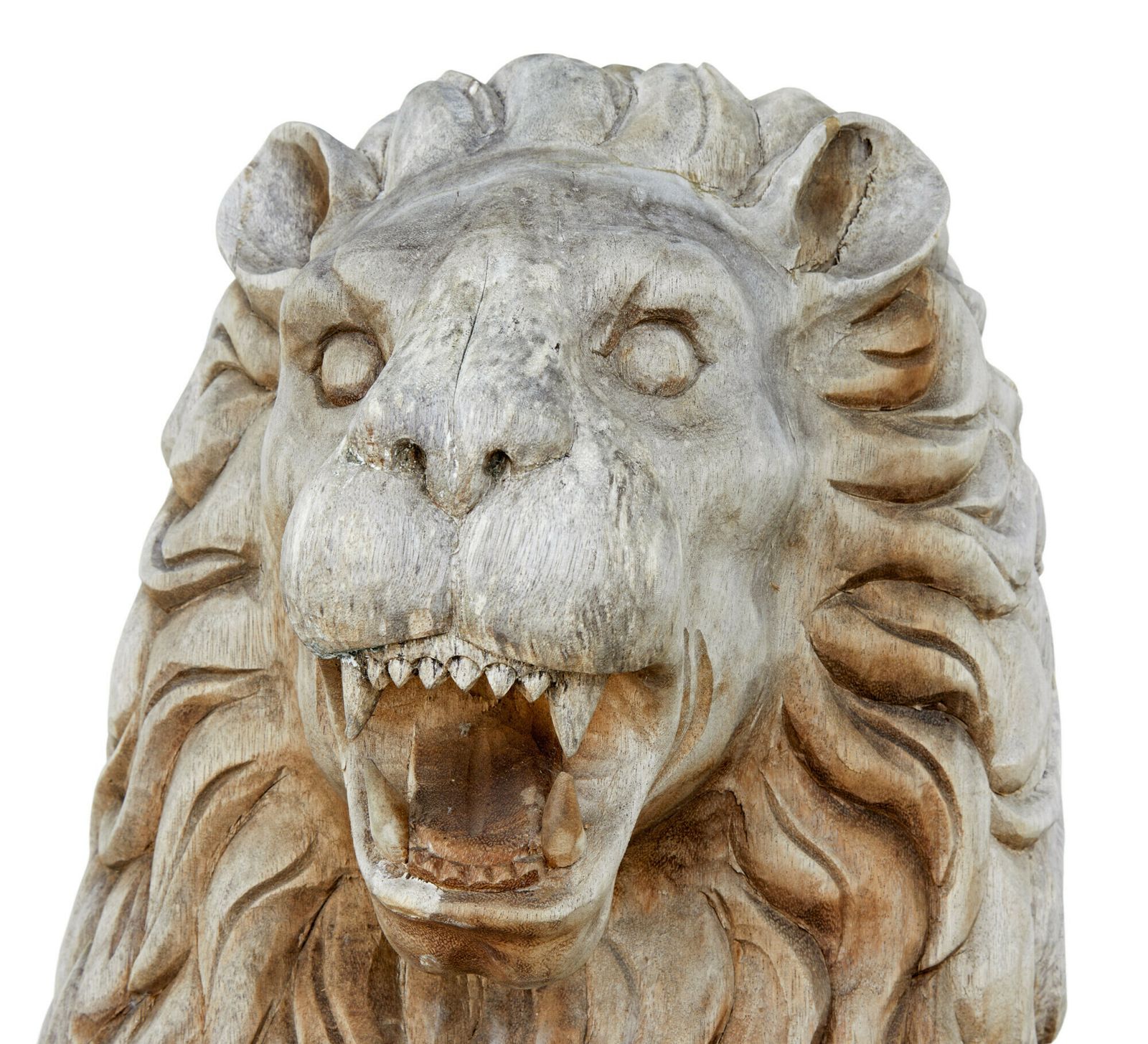 Pair Of Mid 20th Century Carved Solid Wood Lions photo 9075.0