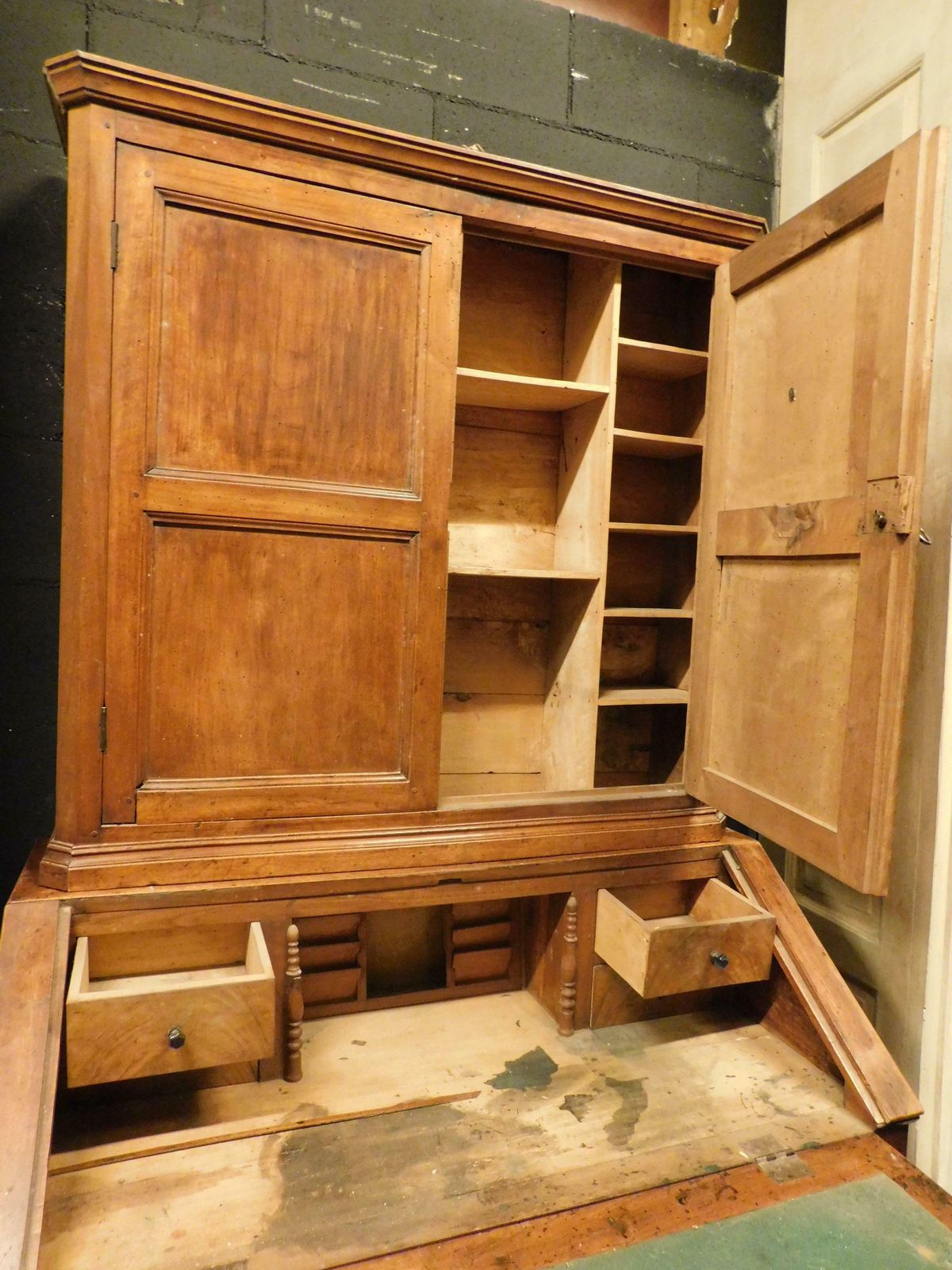 Cabinet With Flap, Walnut Desk, Italy photo Furniture