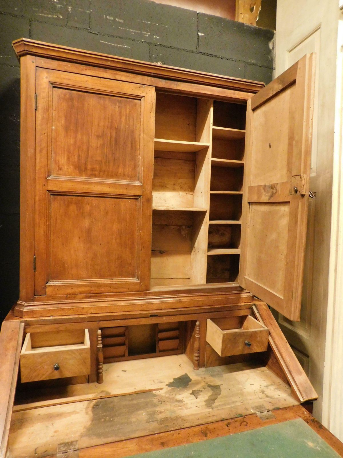 Cabinet With Flap, Walnut Desk, Italy photo 2792.0