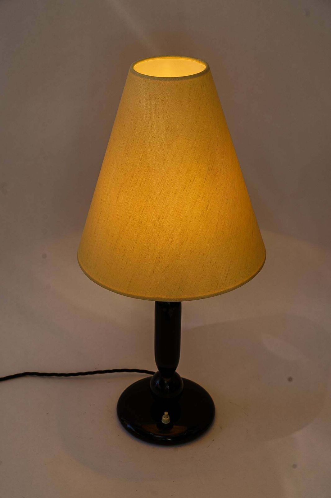 Big Art Deco Wood Table Lamp With Fabric Shade Vienna Around 1930s photo vintage