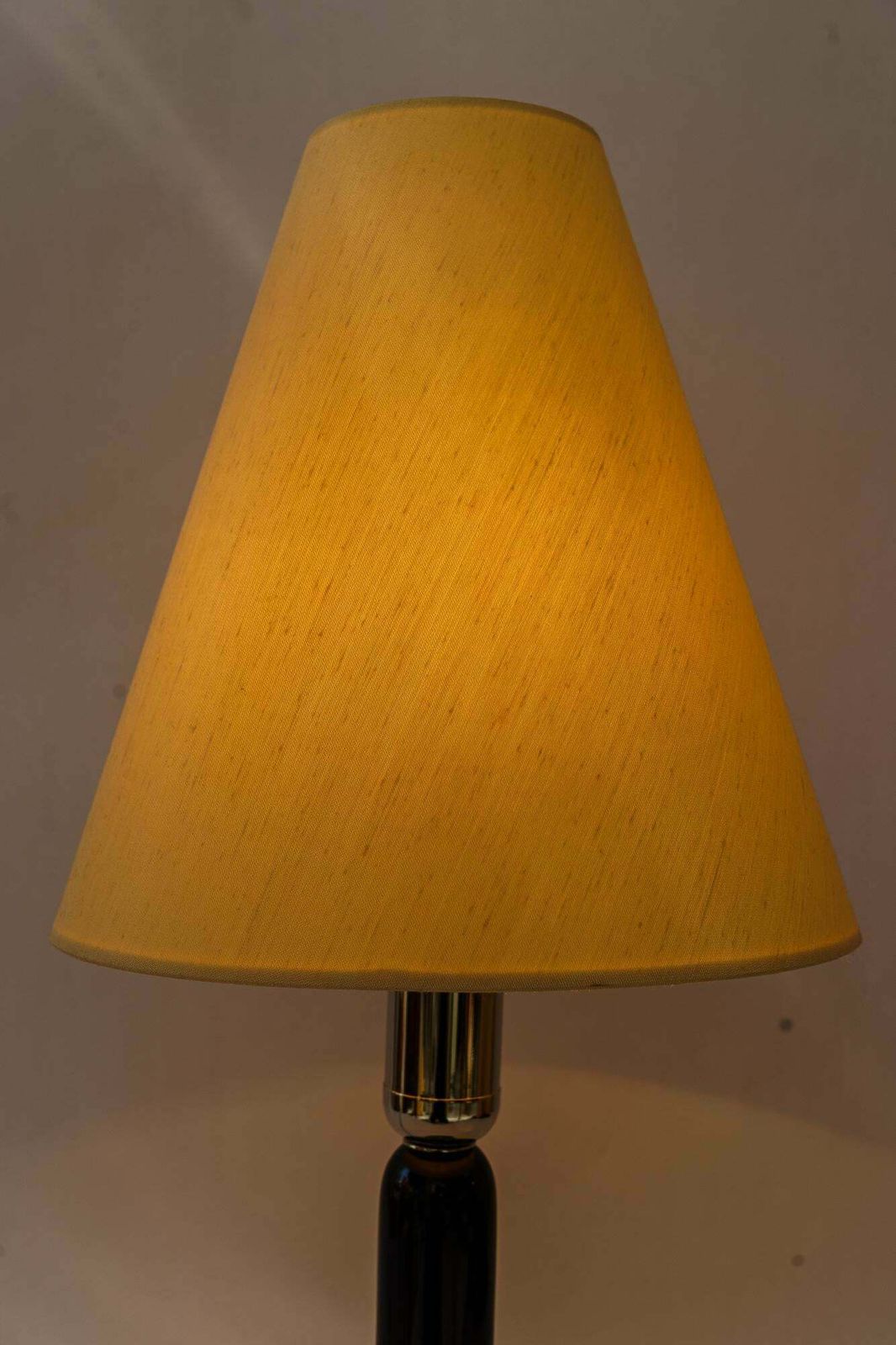 Lighting Big Art Deco Wood Table Lamp With Fabric Shade Vienna Around 1930s photo