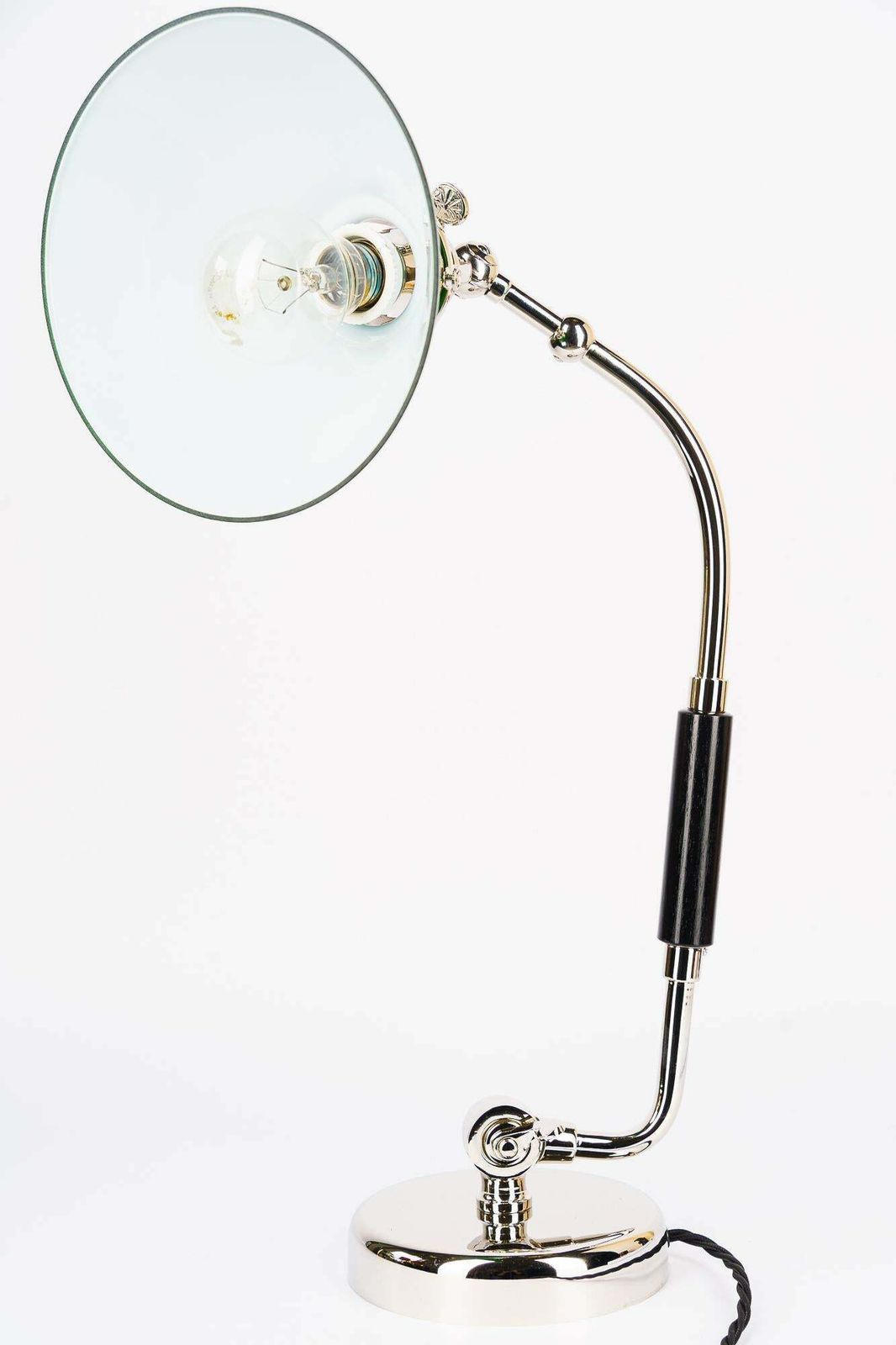 photo furniture Swivelling Nickel Plated Art Deco Table Lamp With Green Glass Shade Vienna 1920s