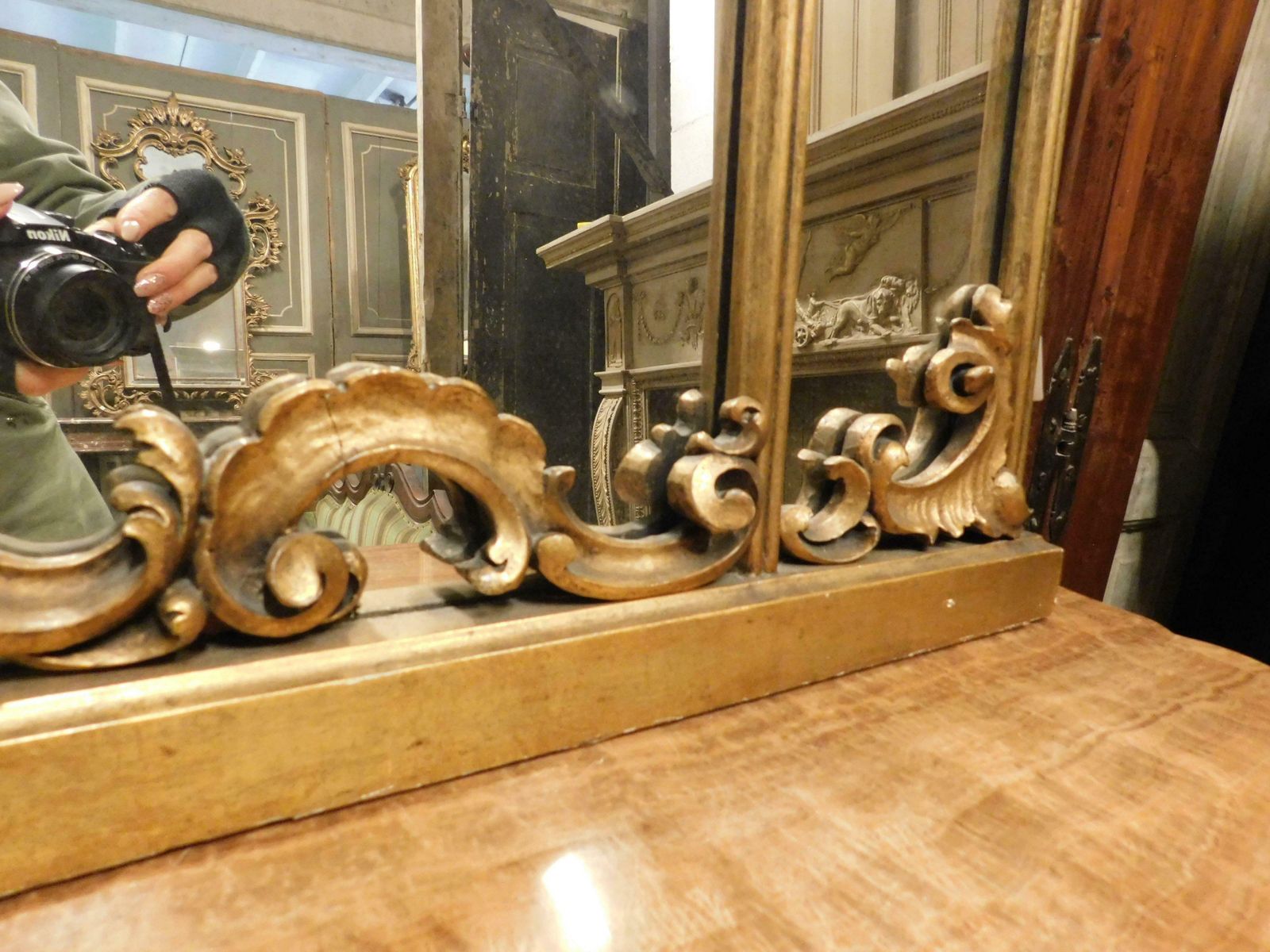 Vintage Chest Of Drawers With Mirror, Gilded With Painted Chinoiserie, Italy photo Furniture