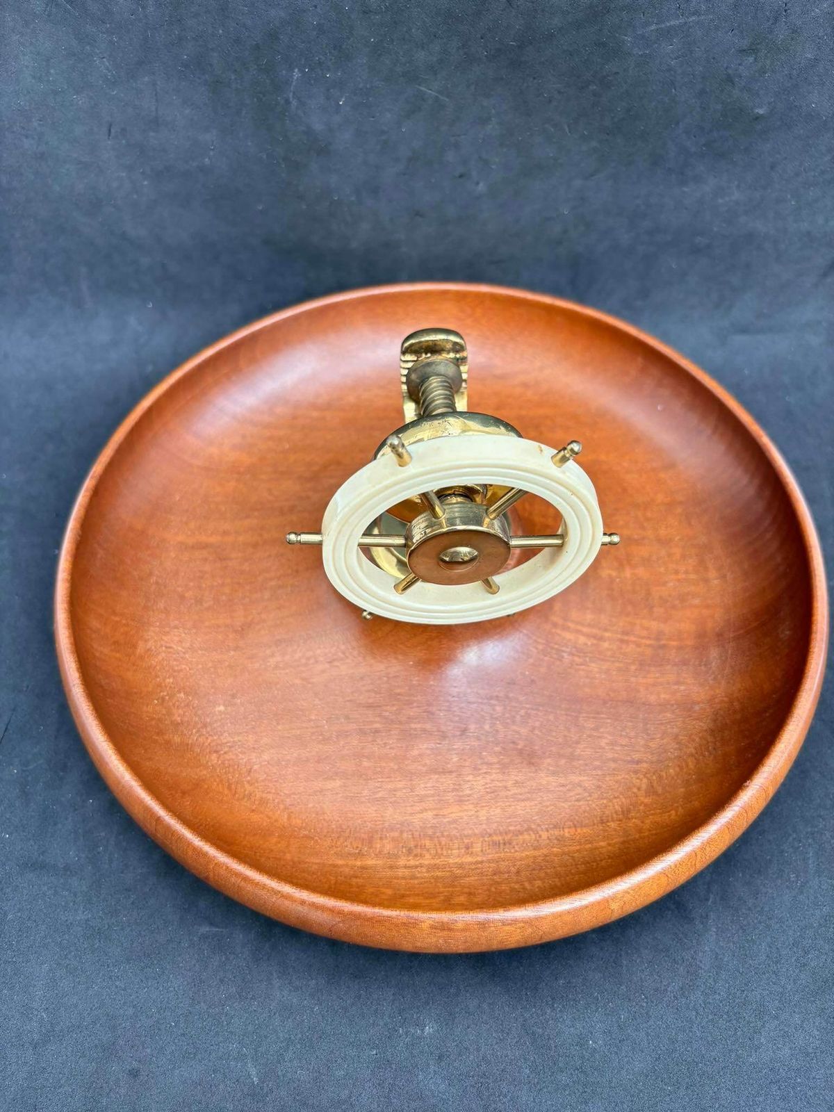 Nutcracker Old Ships Wheel Nutcracker Wood Bakelite Brass Mid Century Nautical Decor Christmas Gift England Gift For Him Mcm Decor Nut Dish photo Home Decor