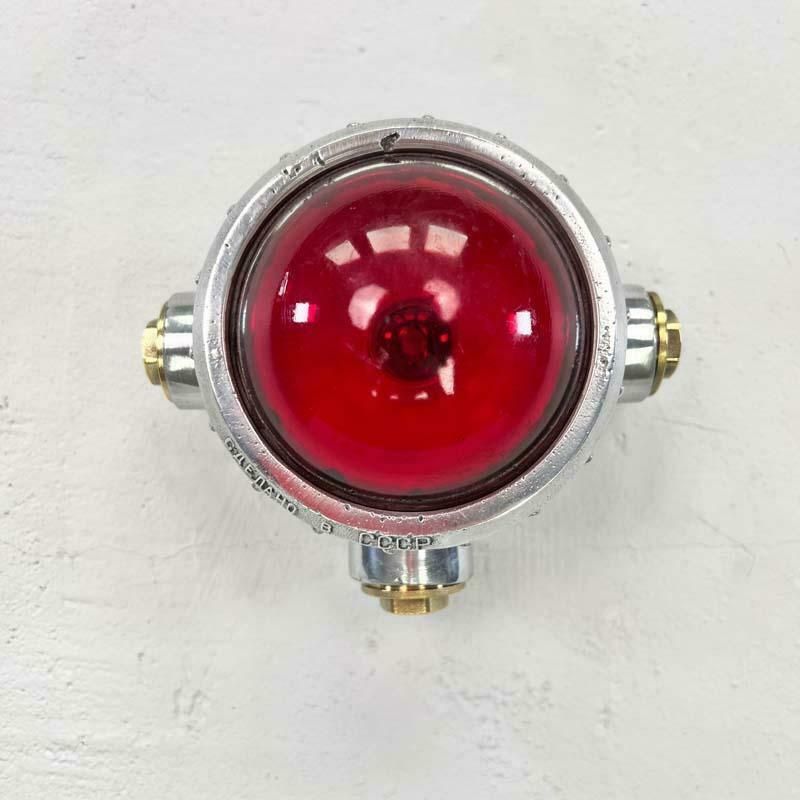 Late Century Vintage Industrial Spotlight   Red Glass photo furniture