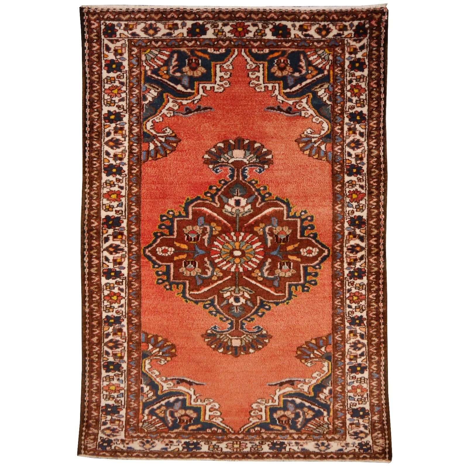 Vintage Tafresh Rug Hand Knotted Wool 5 X 3.5 Ft 150 X 104 Cm