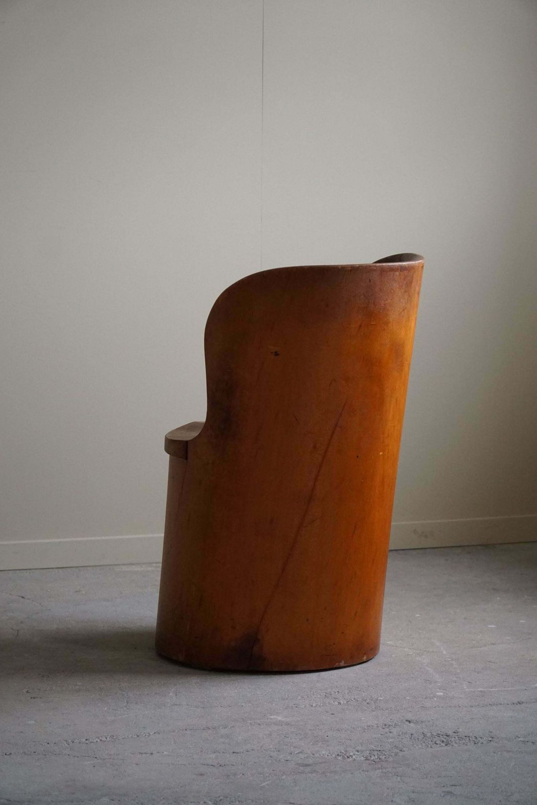 1801.0 Hand Carved Primitive Stump Chair In Pine Swedish Modern Wabi Sabi 1960s photo
