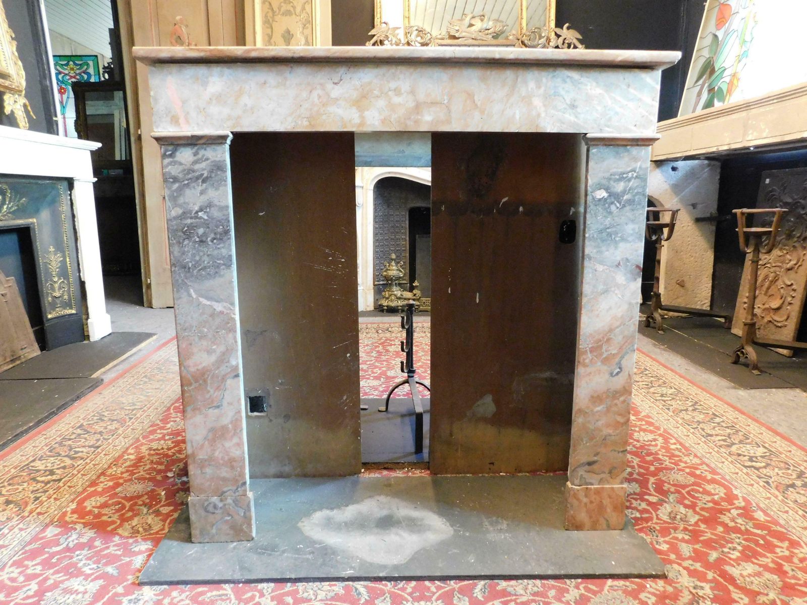 Fireplace Mantle In Gray And Pink Marble "Fior Di Pesco", Italy photo Home Fixtures