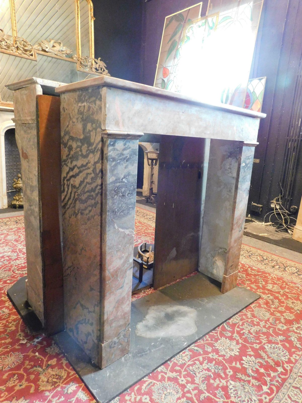 photo furniture Fireplace Mantle In Gray And Pink Marble "Fior Di Pesco", Italy