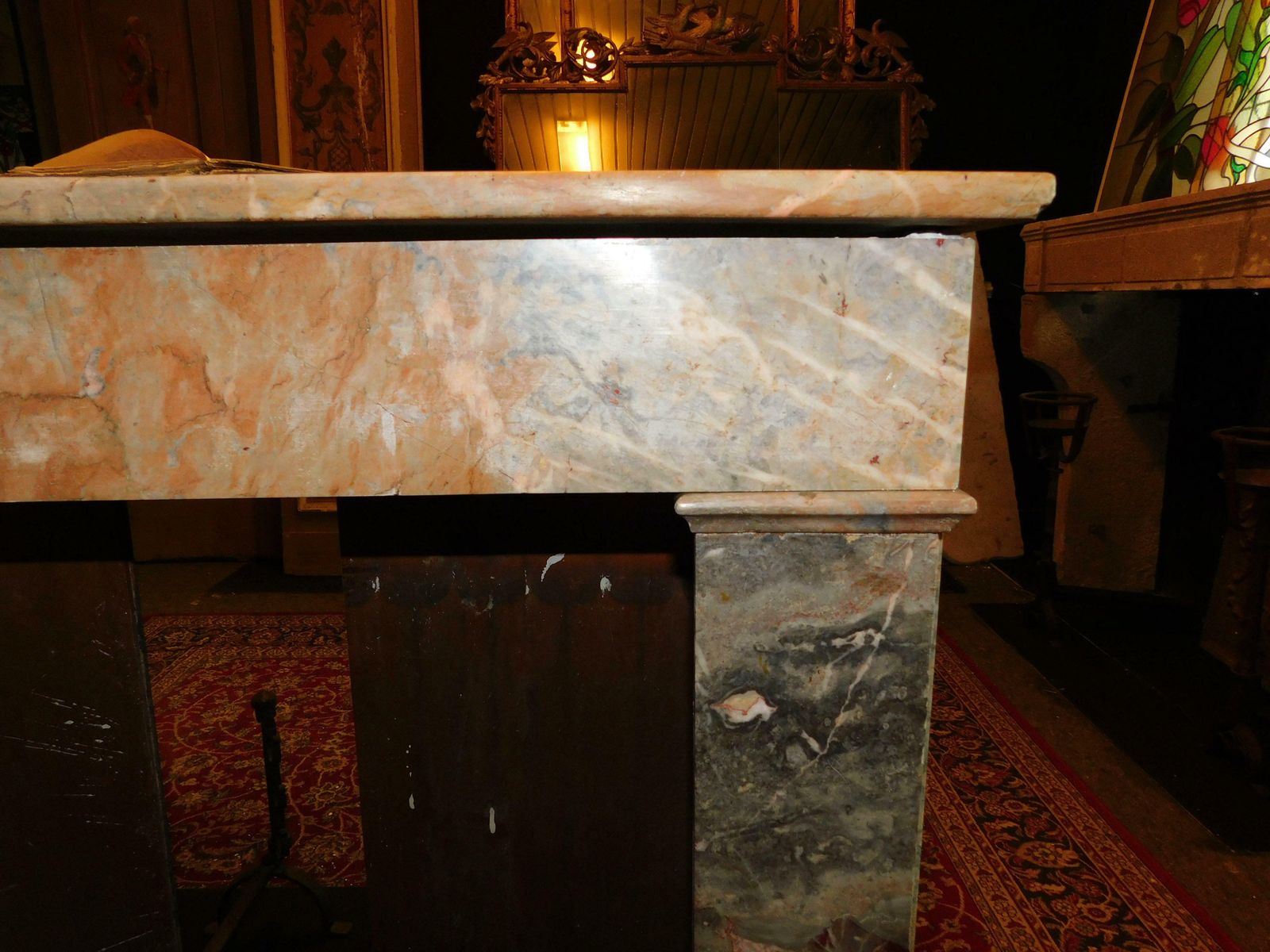 photo vinterior Fireplace Mantle In Gray And Pink Marble "Fior Di Pesco", Italy