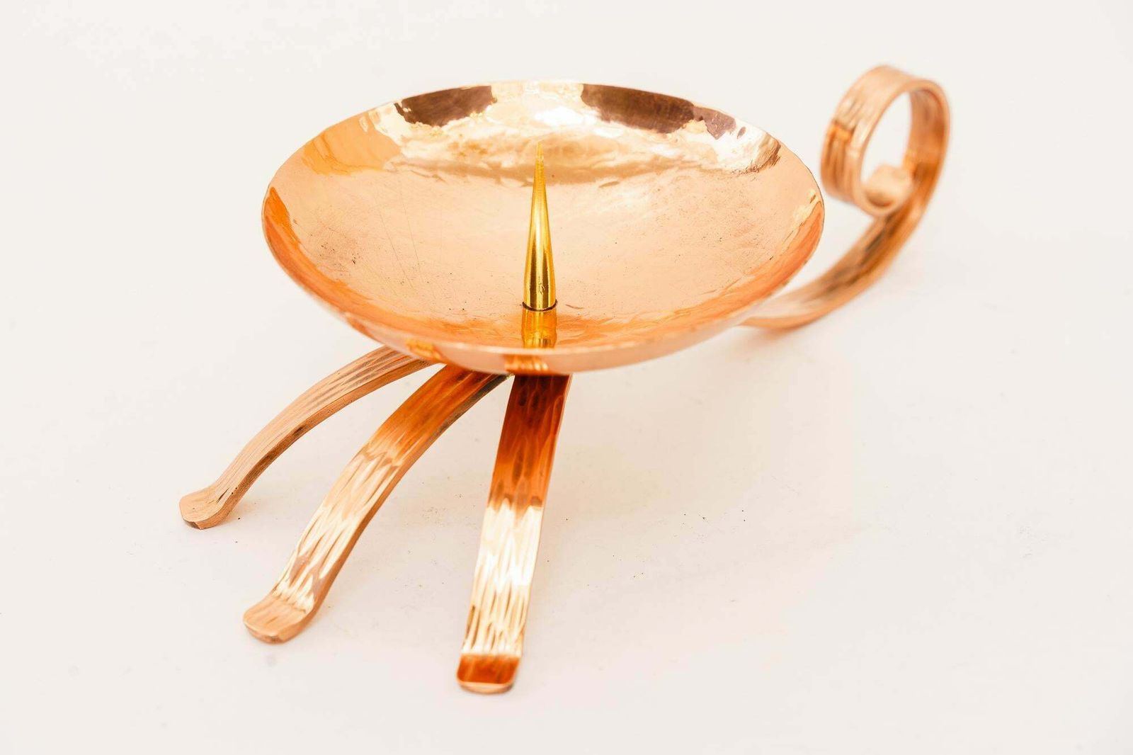 Portable Copper Candle Holder For Wine Cellars Vienna Around 1950s photo for sale