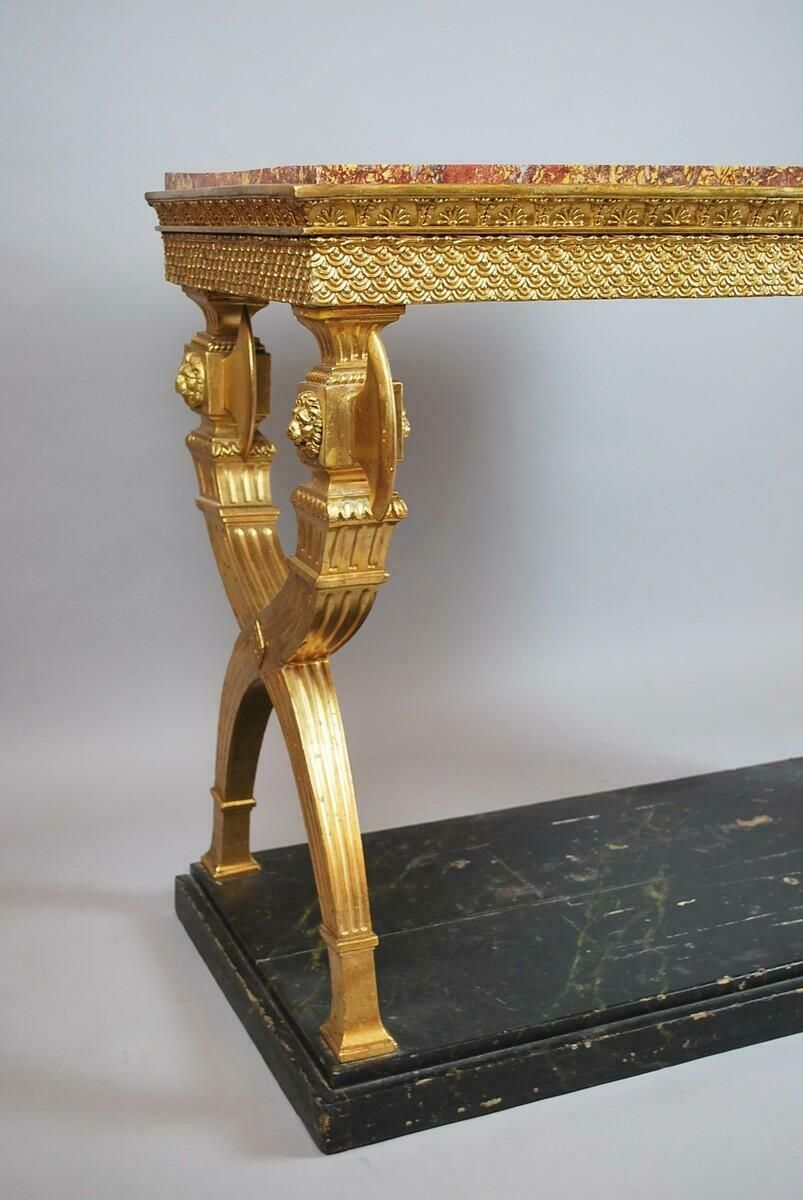 Console In Golden Wood, Marble, Sweden, Circa 1800 photo furniture