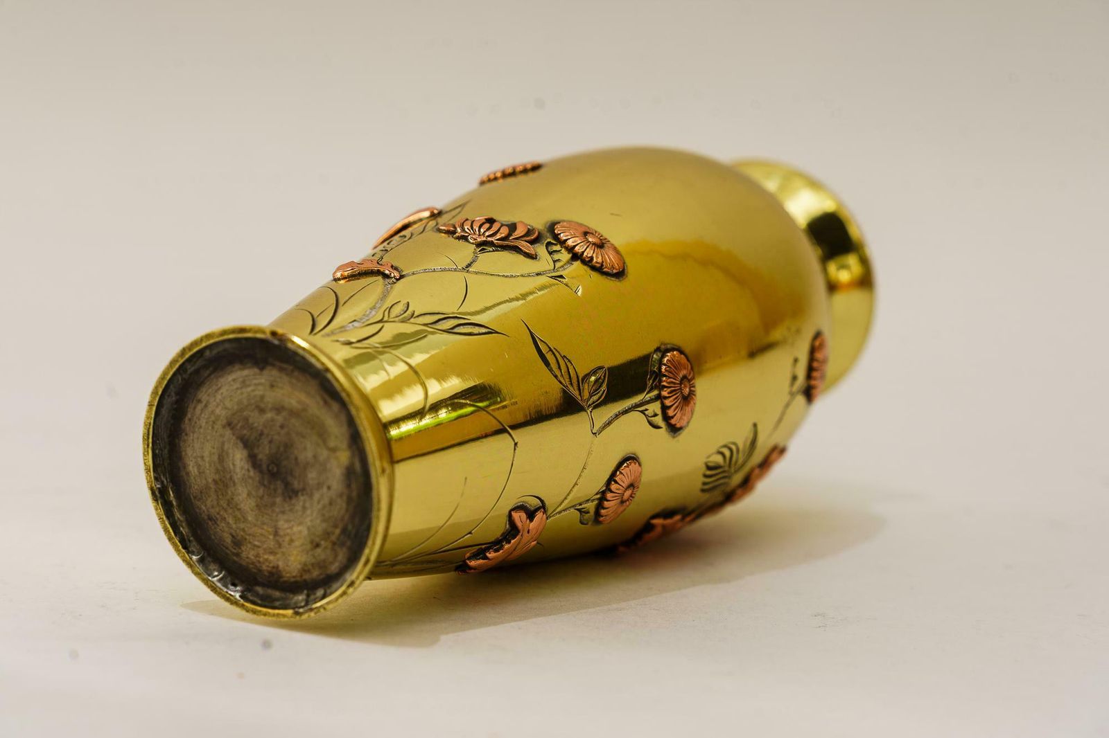 Art Deco Vase Brass And Copper Conbination Vienna Around 1920s photo Home Decor