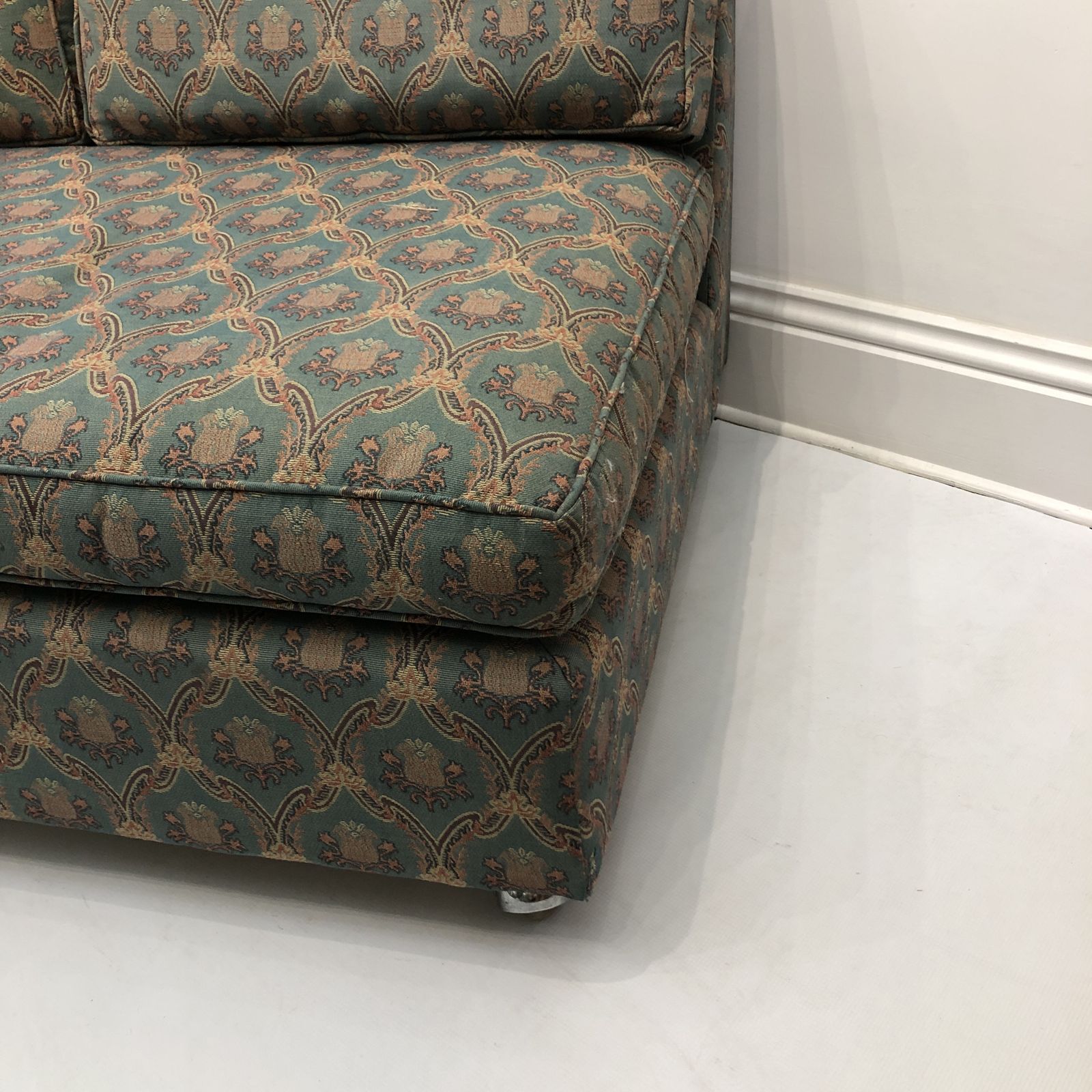 Low Tuxedo Two Seater Sofa On Wheels Mid Century Modern Settee 1960s Multicolour photo for sale