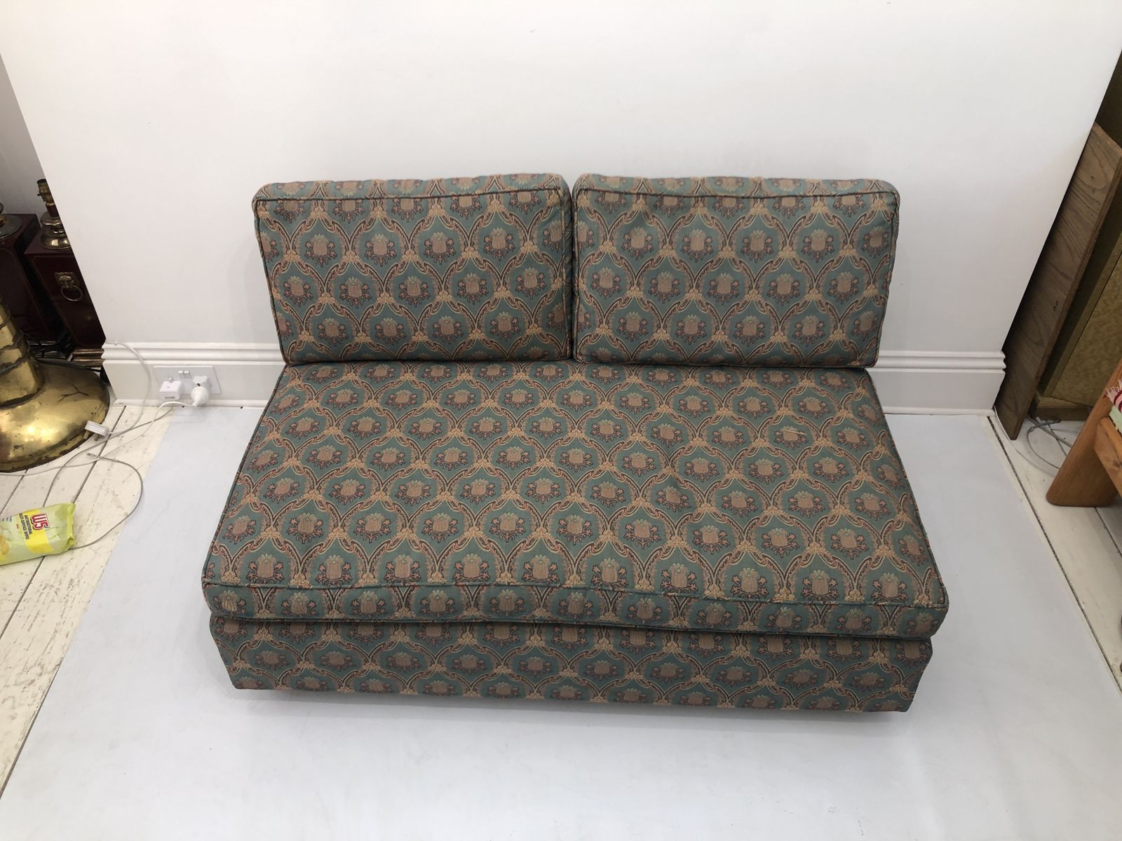 Low Tuxedo Two Seater Sofa On Wheels Mid Century Modern Settee 1960s Multicolour photo furniture