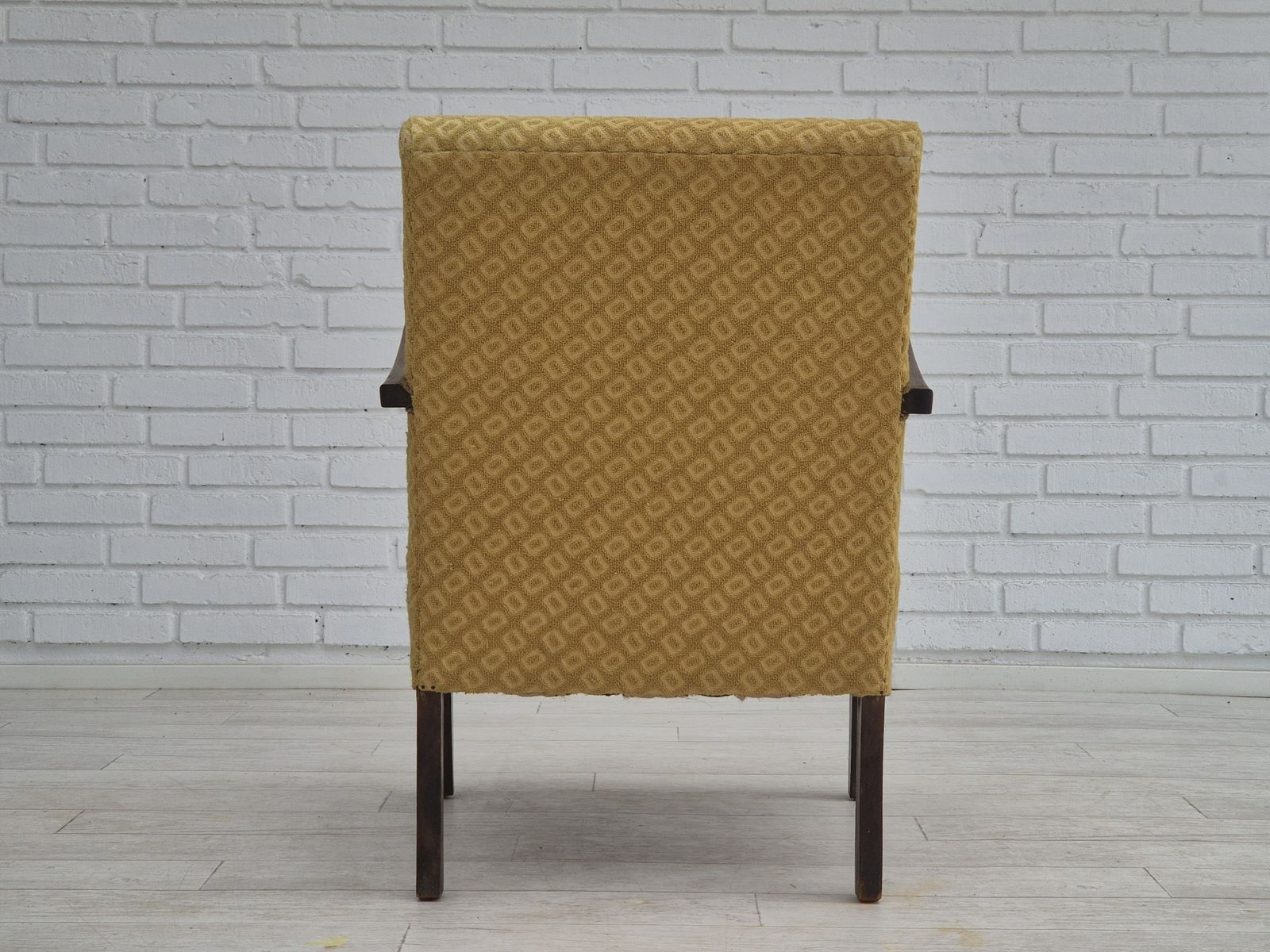 1950s, Danish Design, Armchair In Original Condition, Furniture Cotton/ Wool Fabric. photo for sale