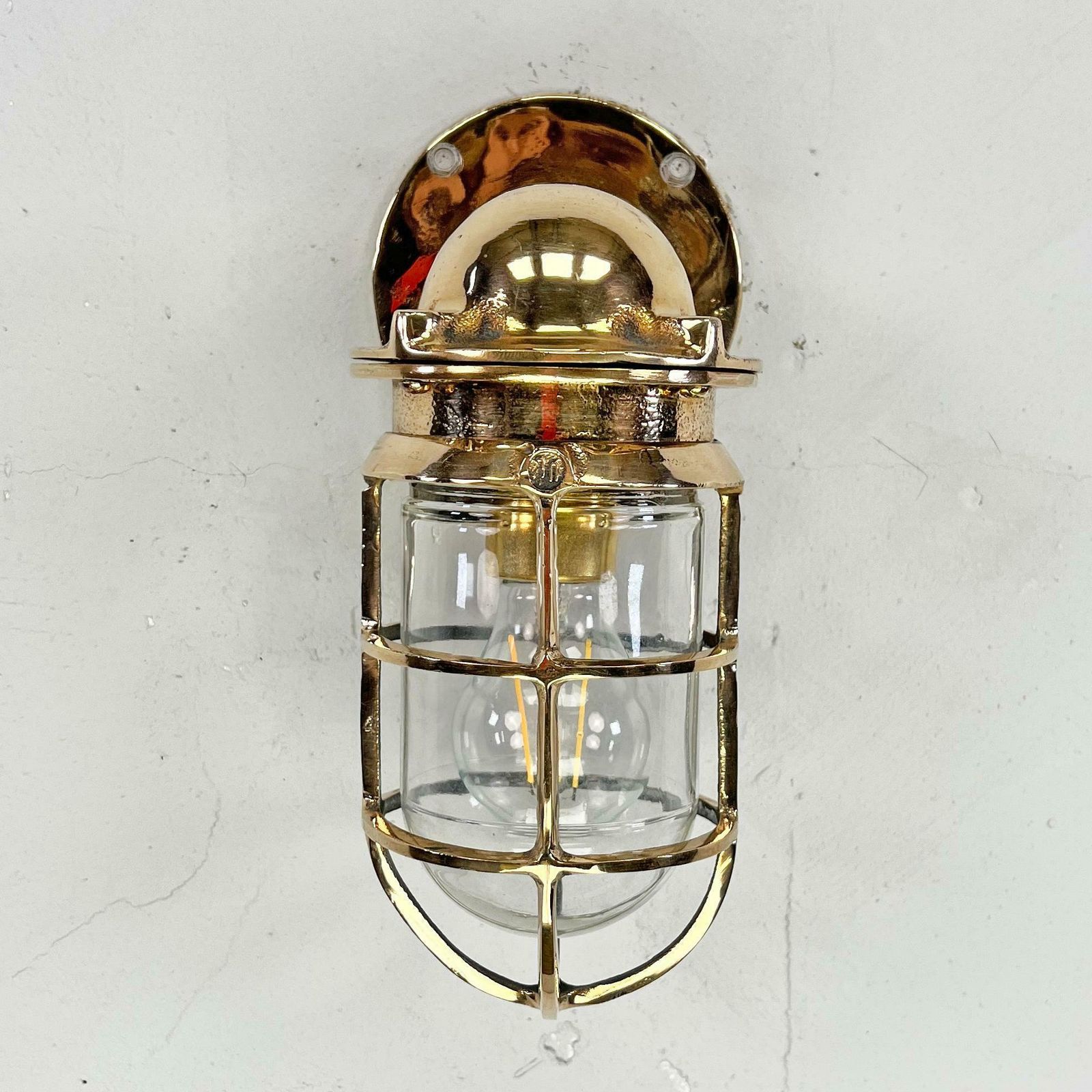1960's American Cast Bronze & Glass Wall Sconce With Cage By Oceanic Ul photo vinterior