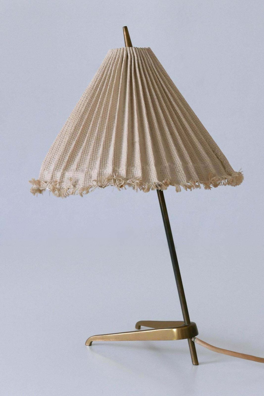 Rare Mid Century Modern Brass Crowfoot Table Lamp By J.T. Kalmar Austria 1950s photo vinterior