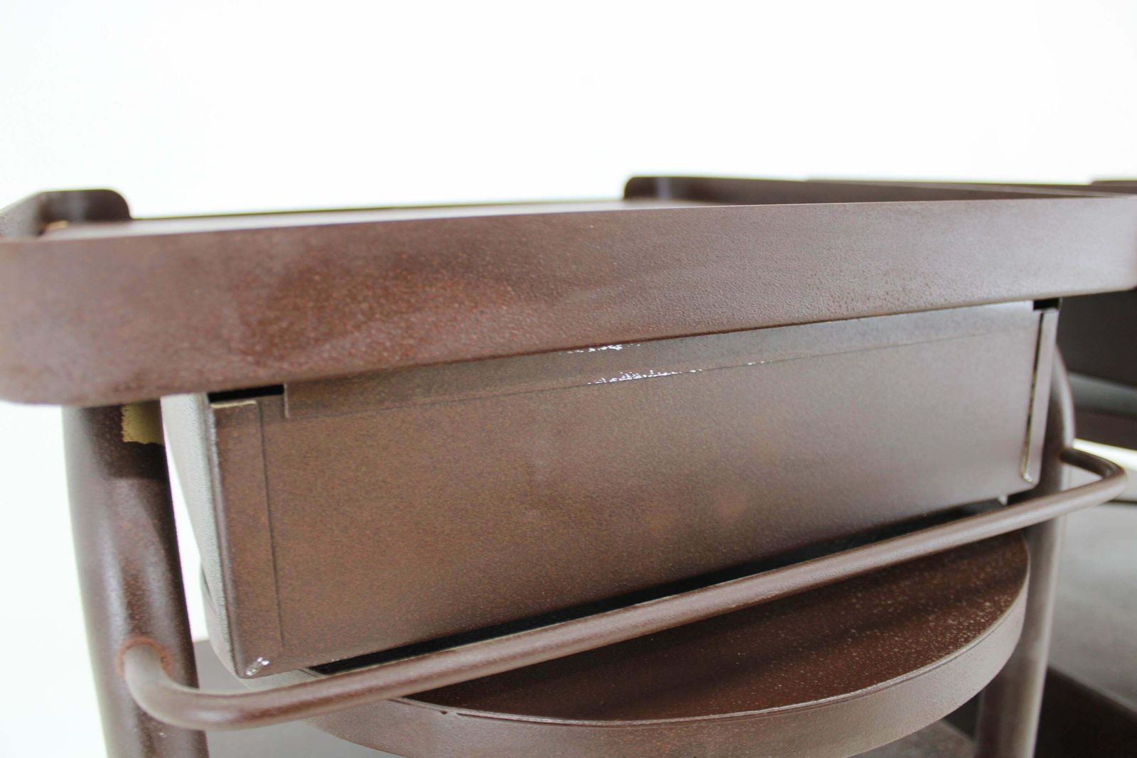 1940s Pair Of Industrial Nightstands With Pull Out Table, Czechoslovakia photo vintage