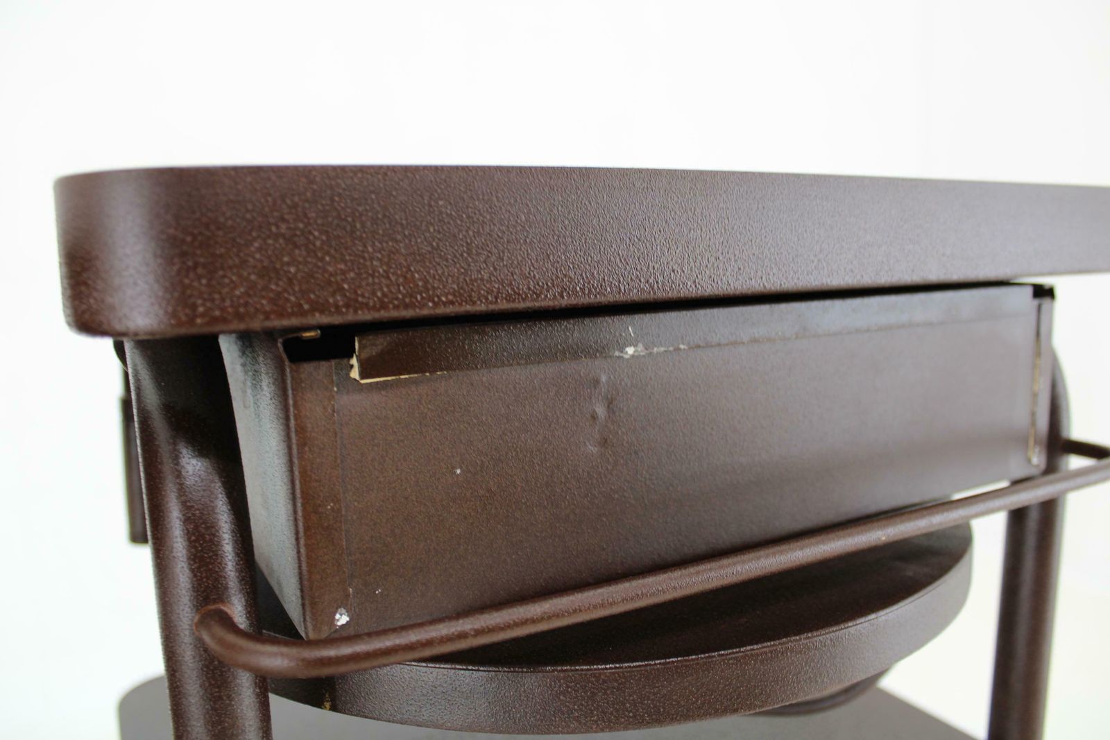 photo vinterior 1940s Pair Of Industrial Nightstands With Pull Out Table, Czechoslovakia