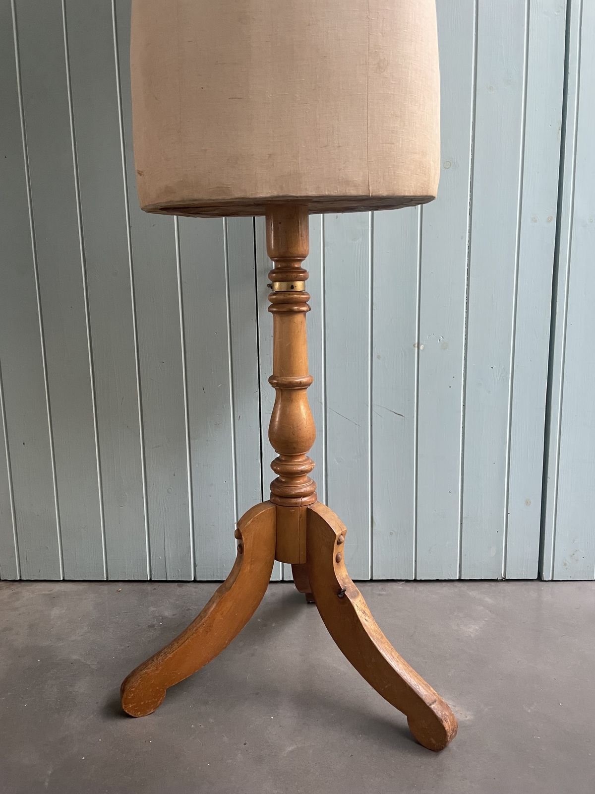 Vintage English Mid Century Linen And Pine Mannequin photo furniture
