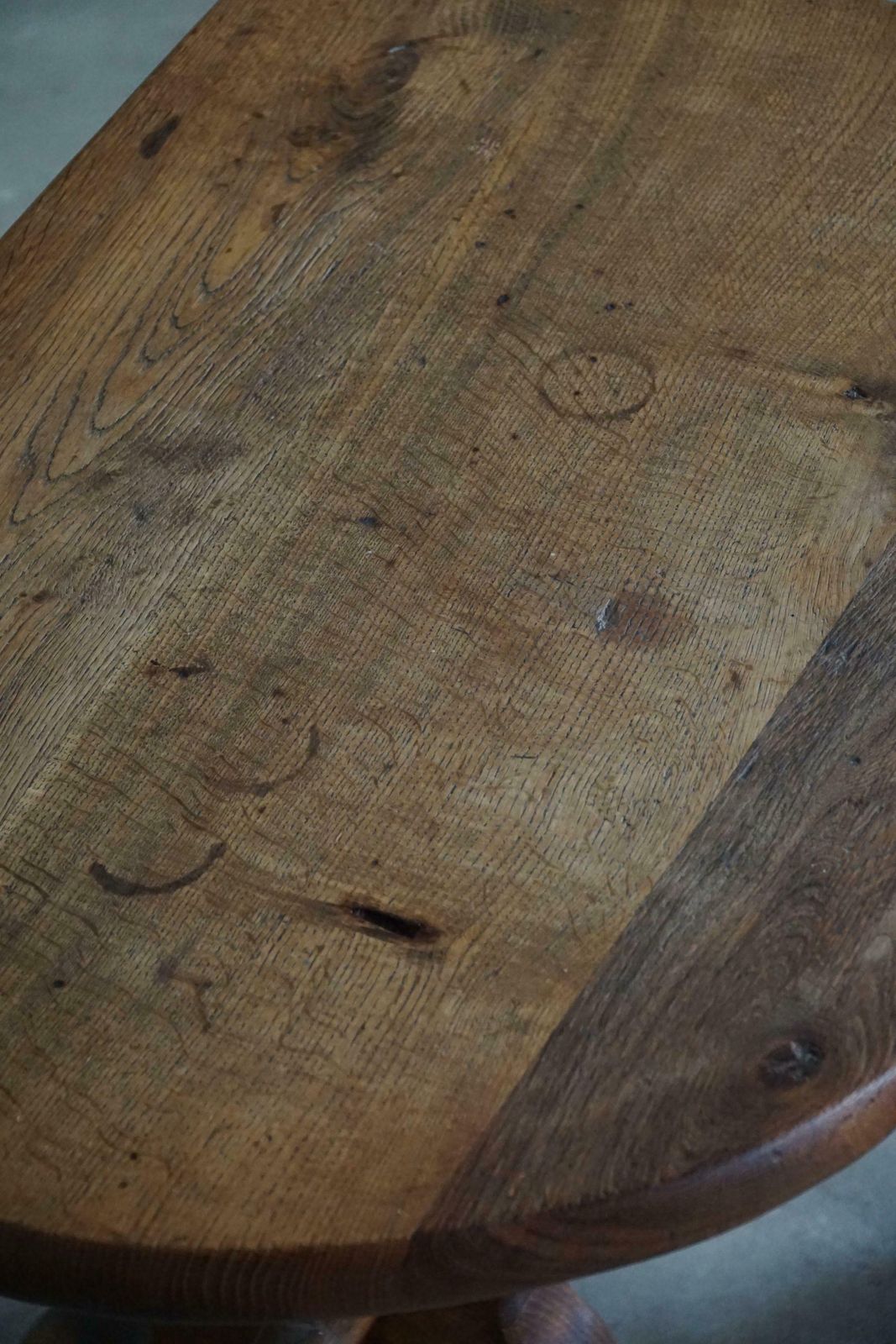 photo buy Mid Century Wooden Brutalist Desk In Solid Oak, Made In France, 1950s