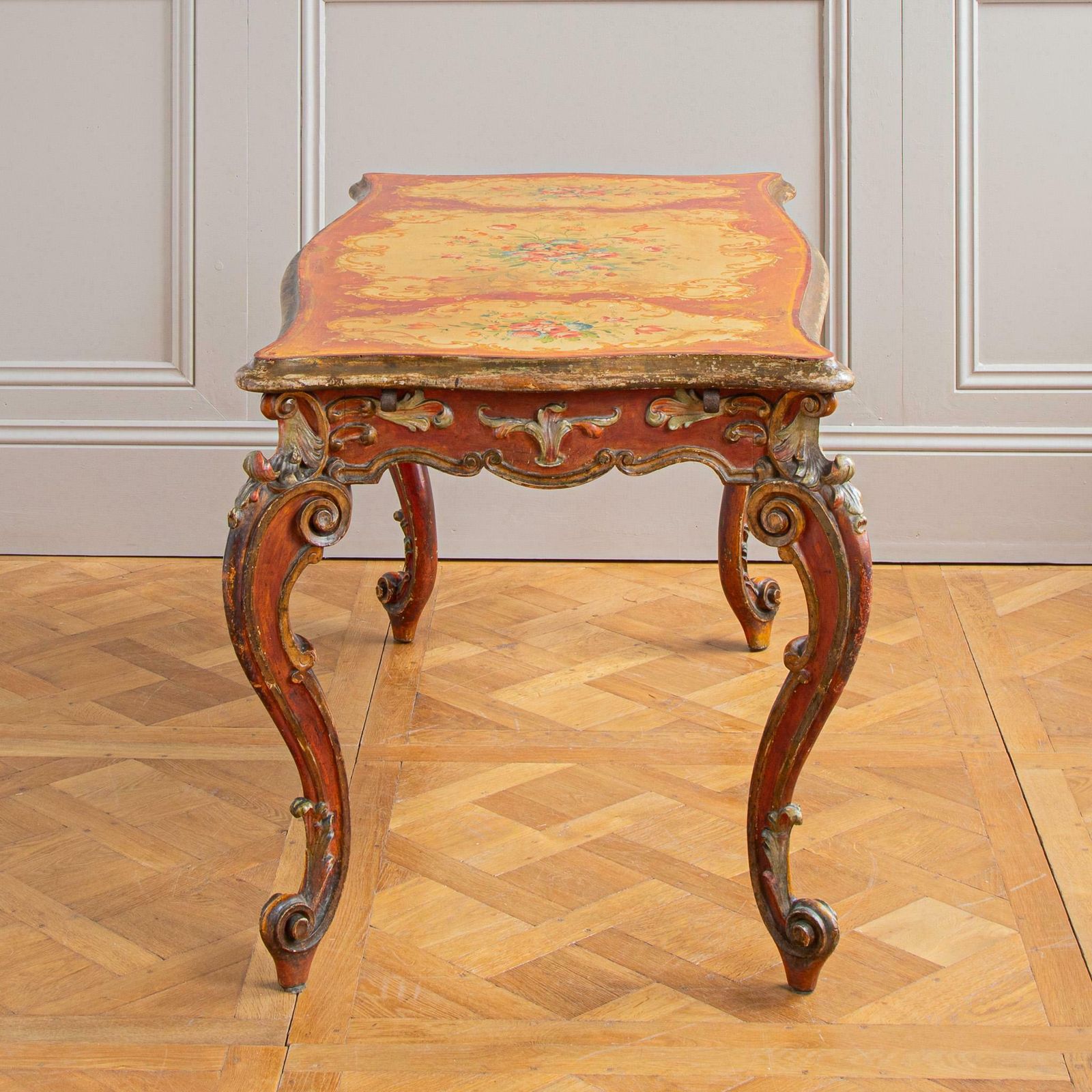 Furniture 19th Century Italian Rococo Table Painted In The Venetian Style photo