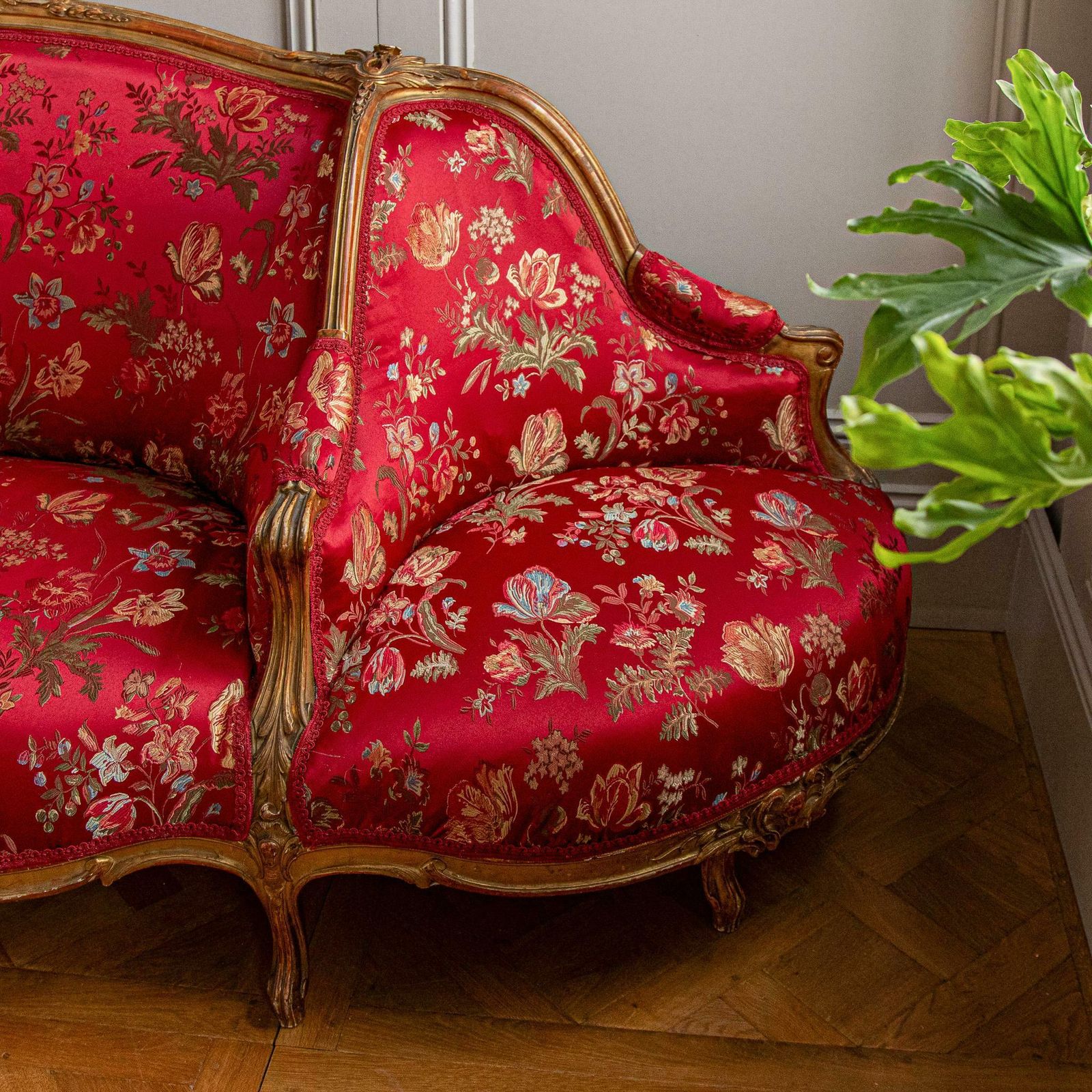 Circa 1880 Italian Large Gilt Wood Lxv Style Confidente Sofa photo 9440.0