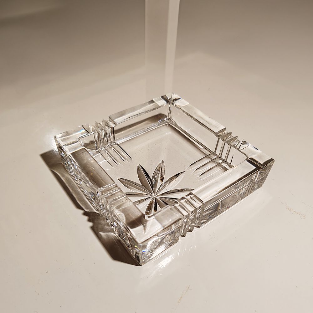 Vintage Crystal Smoking Set "Palms" By Kristall Krisla. Made In Italy, 1970s photo for sale