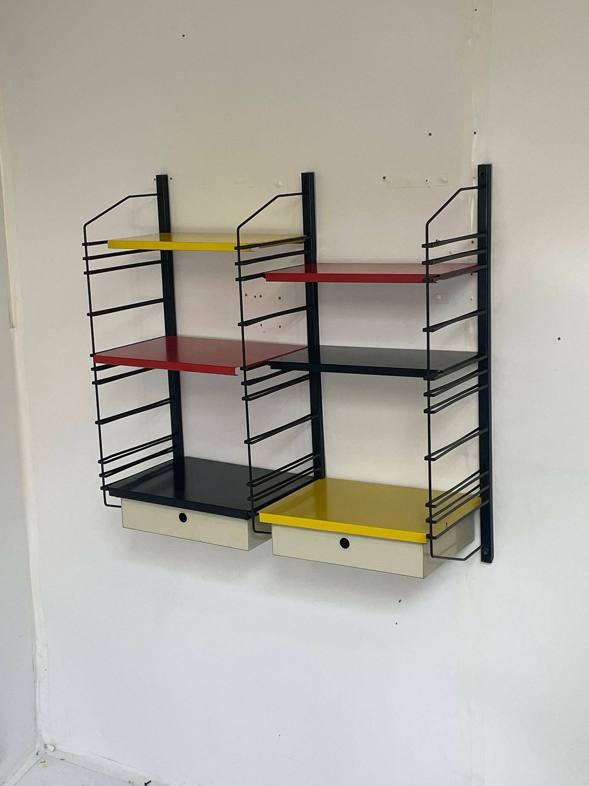 Drentea   1960's   Dutch Design   Modular Wall System With 4 Shelves And Two Drawers photo vintage