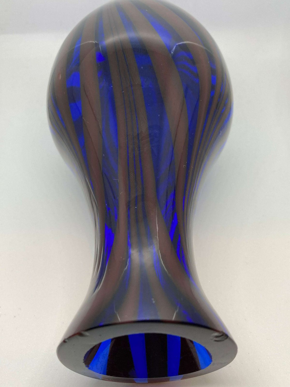 Vintage Fratelli Toso Murano Style Vase/Vintage Vase/Blue Red Vase/ Glass Vase/ Murano Glass Blue Vase/ Colored Glass/ Vintage Blue Glass photo furniture