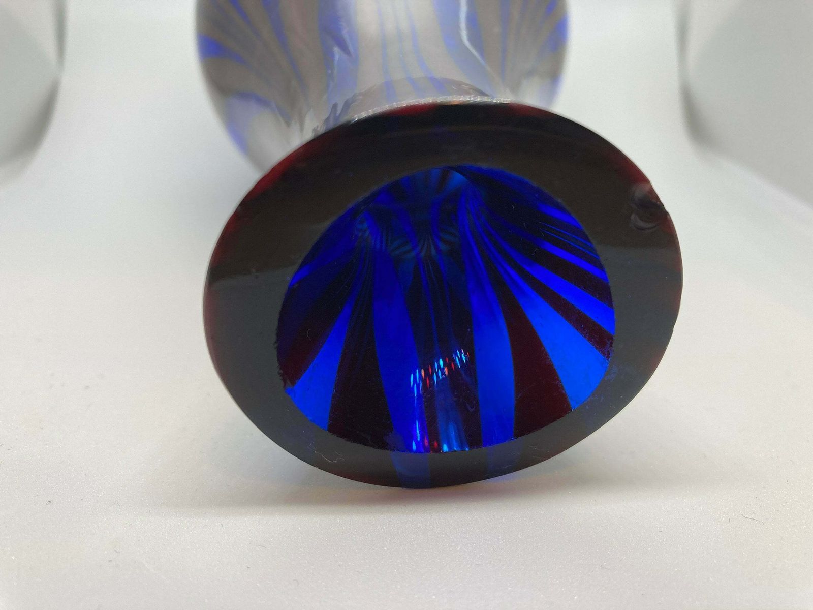 Vintage Fratelli Toso Murano Style Vase/Vintage Vase/Blue Red Vase/ Glass Vase/ Murano Glass Blue Vase/ Colored Glass/ Vintage Blue Glass photo 128.0
