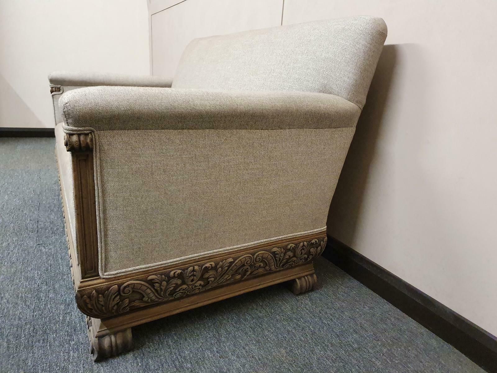 Decorative Carved Sofa, 1800s, Antique photo Furniture