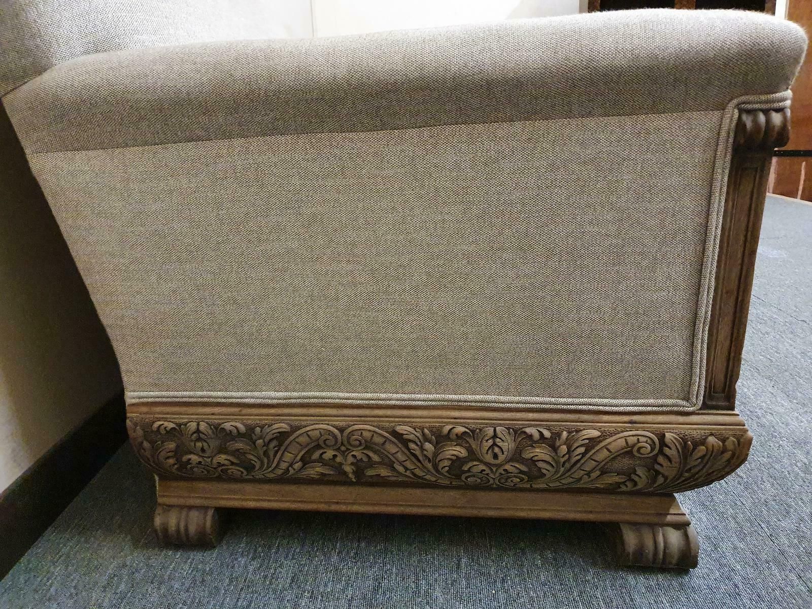 Decorative Carved Sofa, 1800s, Antique photo vintage