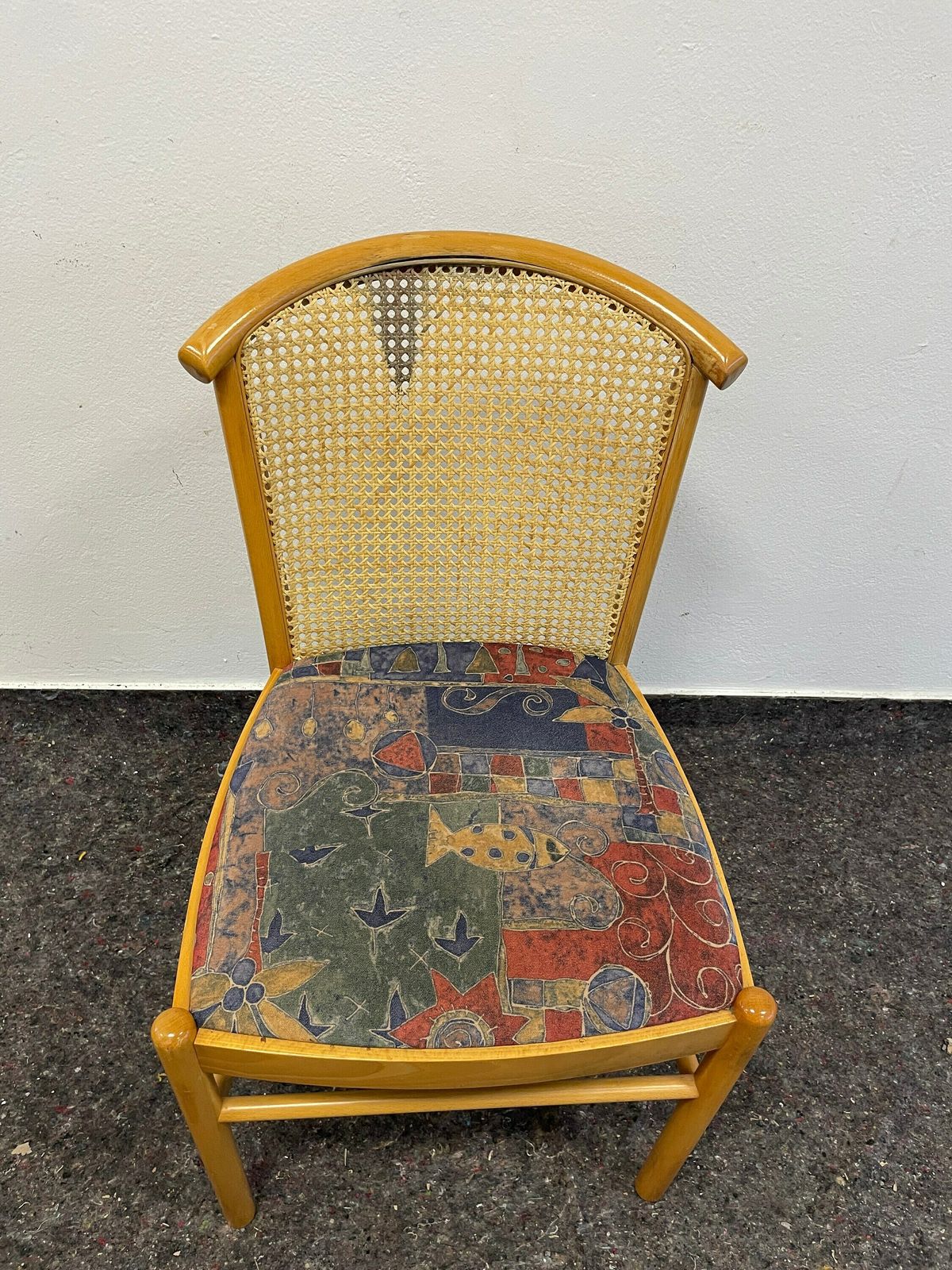 1 Of 2 Cane Chairs / Wood Dining Chairs/ Rattan Dining Chairs / Kitchen Dining Chairs / Postmodern Style Chair / 80s / Boho Furniture photo buy