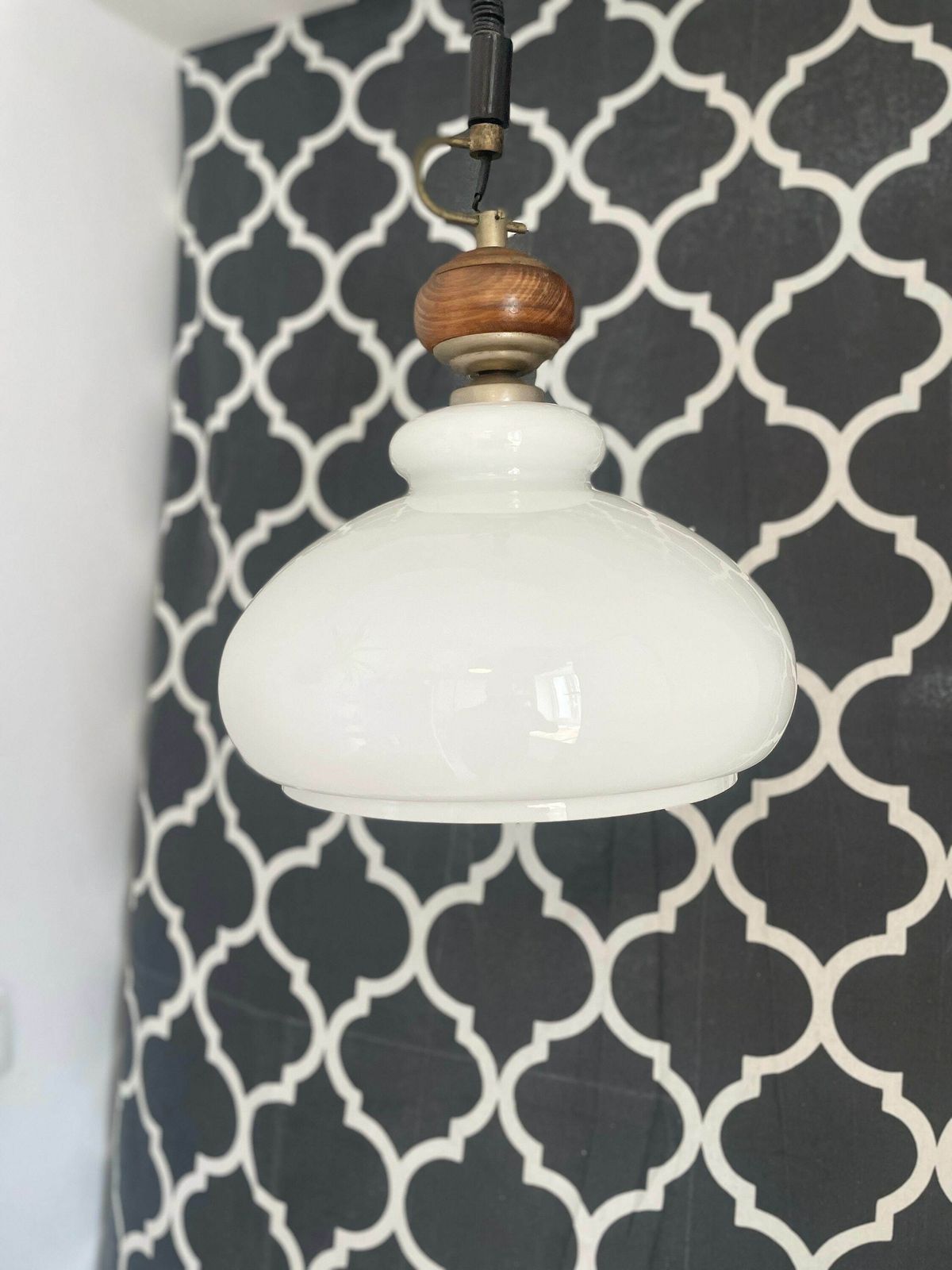 Vintage Glass Pendant Lamp / Vintage Decor/ Vintage Furnier/ Mid Century Modern / Unique Glass Chandelier Glass Pendant Lamp / 1960s