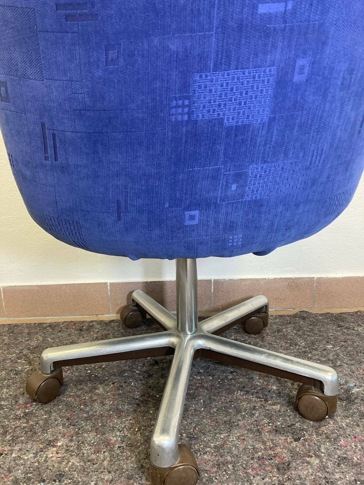 photo for sale Mid Century Desk Chair / Blue Office Chair With Wheels / 70s 80s Yugoslavia / Swivel Easy Chair / Retro Office