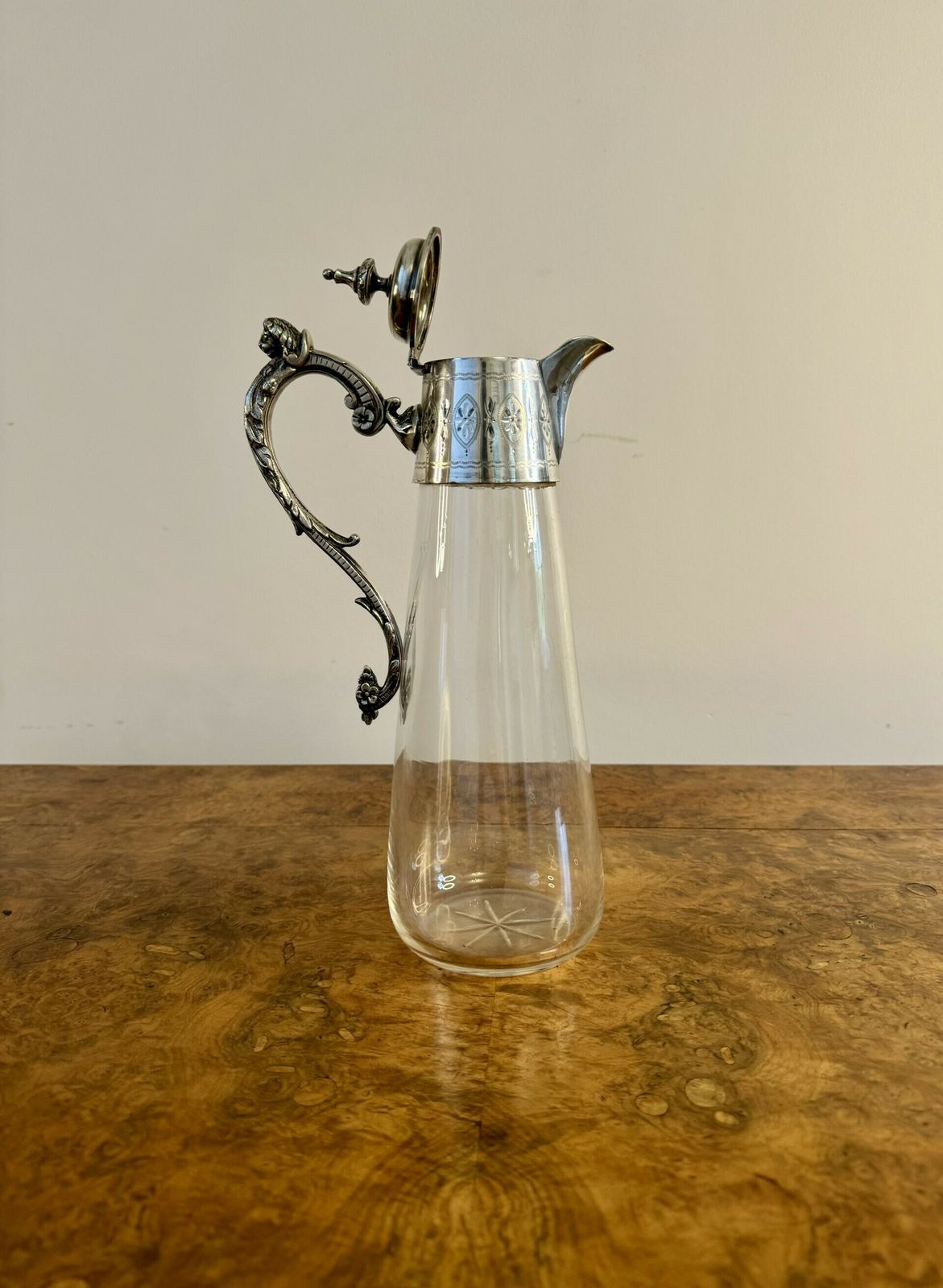 Wonderful Quality Victorian Glass And Silver Plated Claret Jug photo furniture