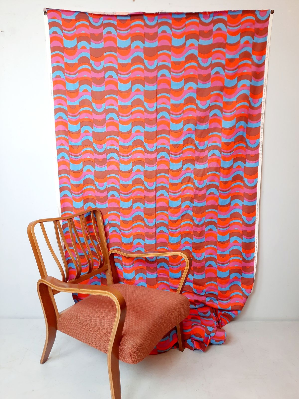 Original , 1960's Abstract Cotton Furnishing Fabric, 'Vanessa' Designed By Hilary Rosenthal, 1966 photo furniture
