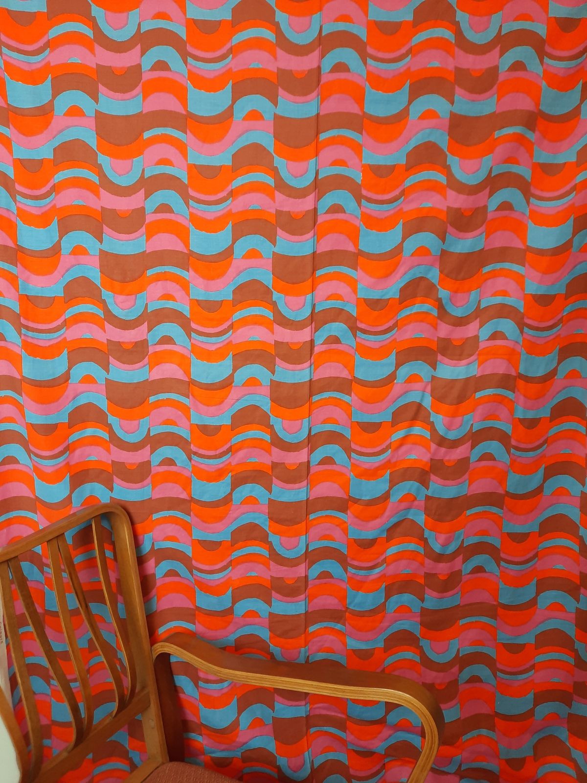 Original , 1960's Abstract Cotton Furnishing Fabric, 'Vanessa' Designed By Hilary Rosenthal, 1966 photo for sale