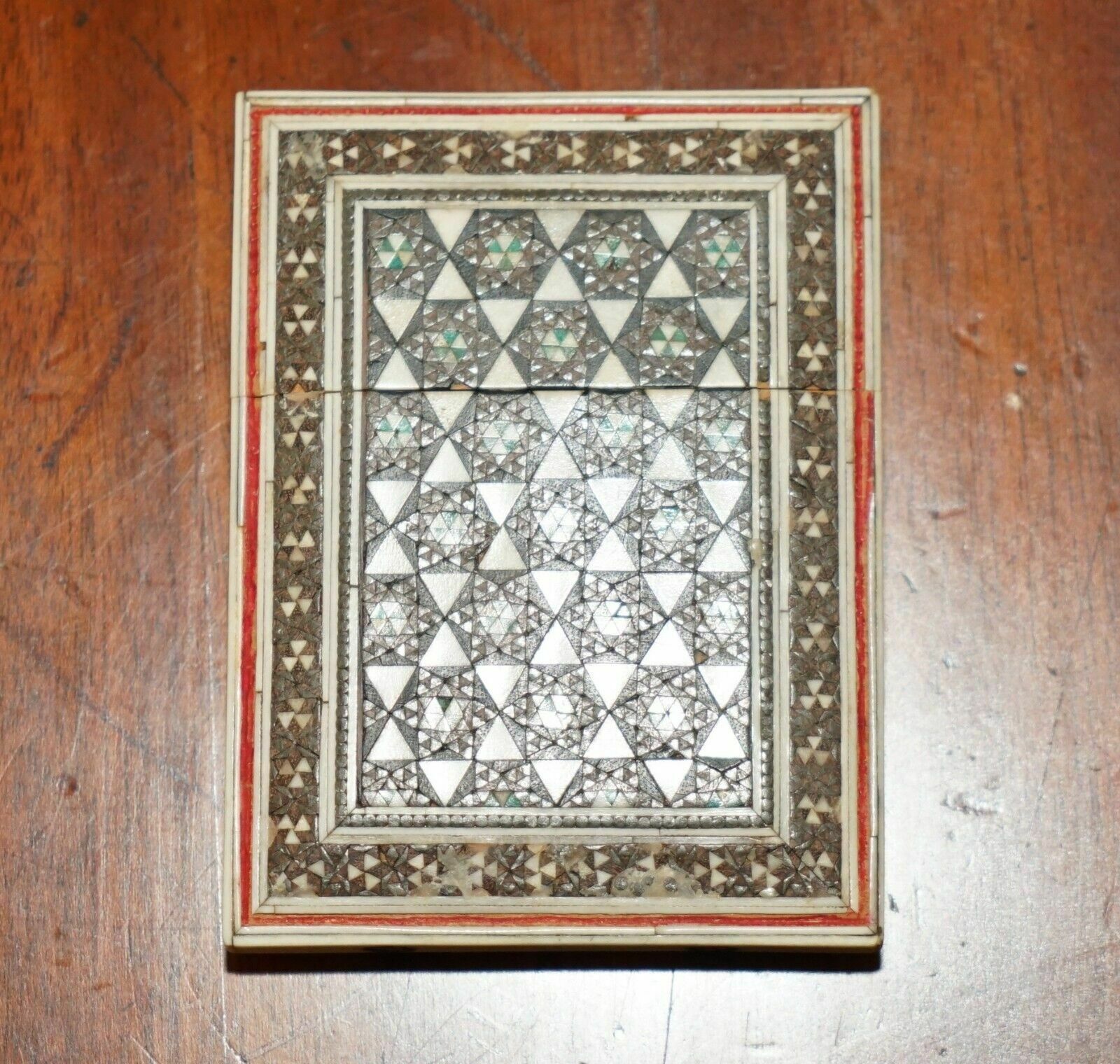 Original Antique Anglo Indian Export Sadeli Micro Mosaic Business Card Case photo furniture