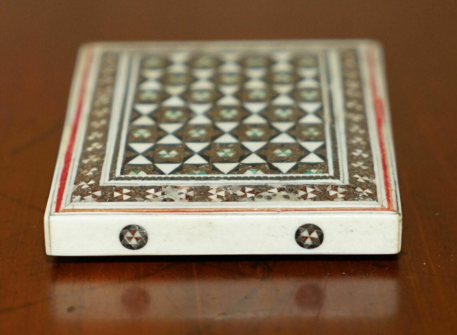 Original Antique Anglo Indian Export Sadeli Micro Mosaic Business Card Case photo vintage