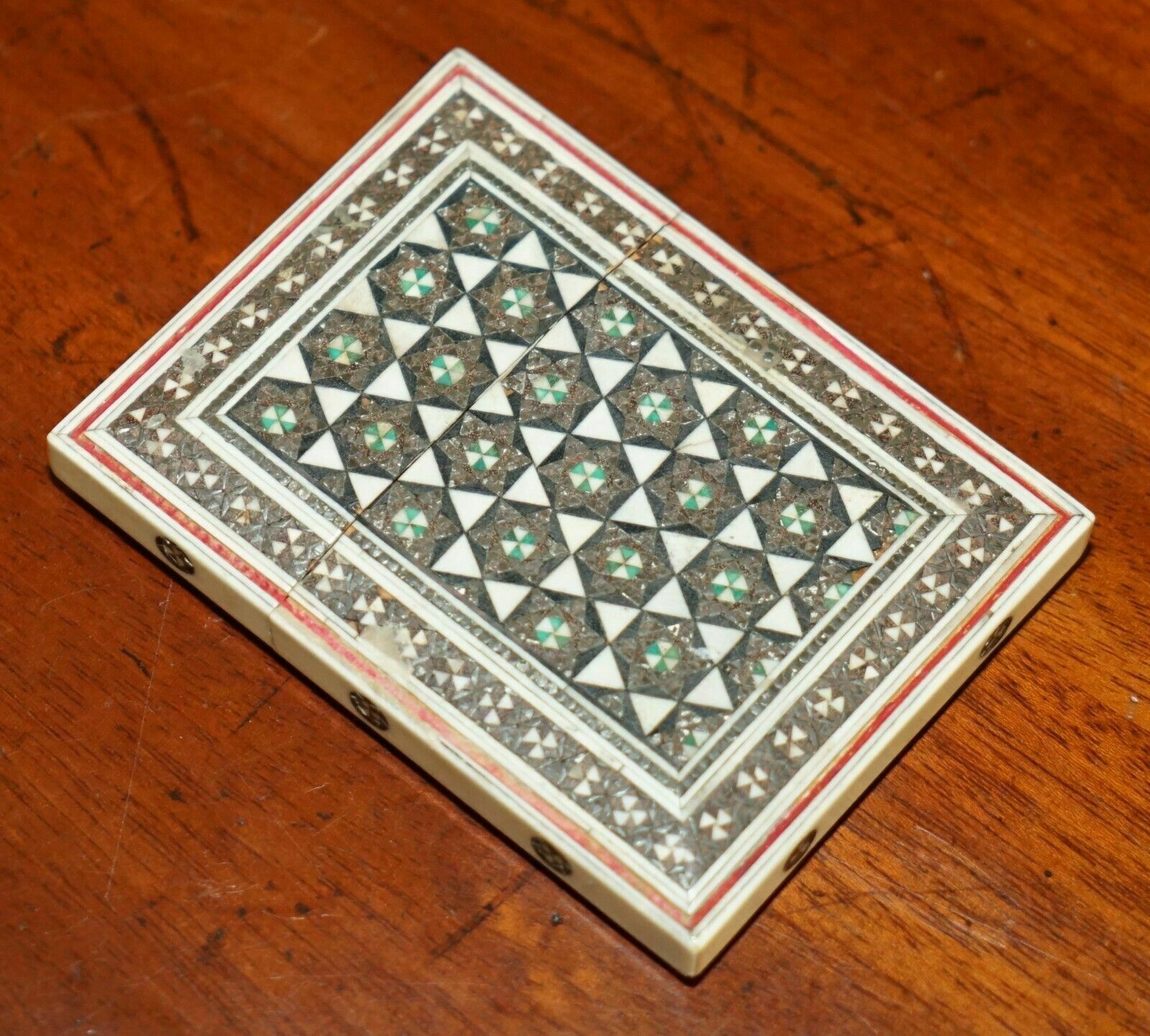 photo for sale Original Antique Anglo Indian Export Sadeli Micro Mosaic Business Card Case