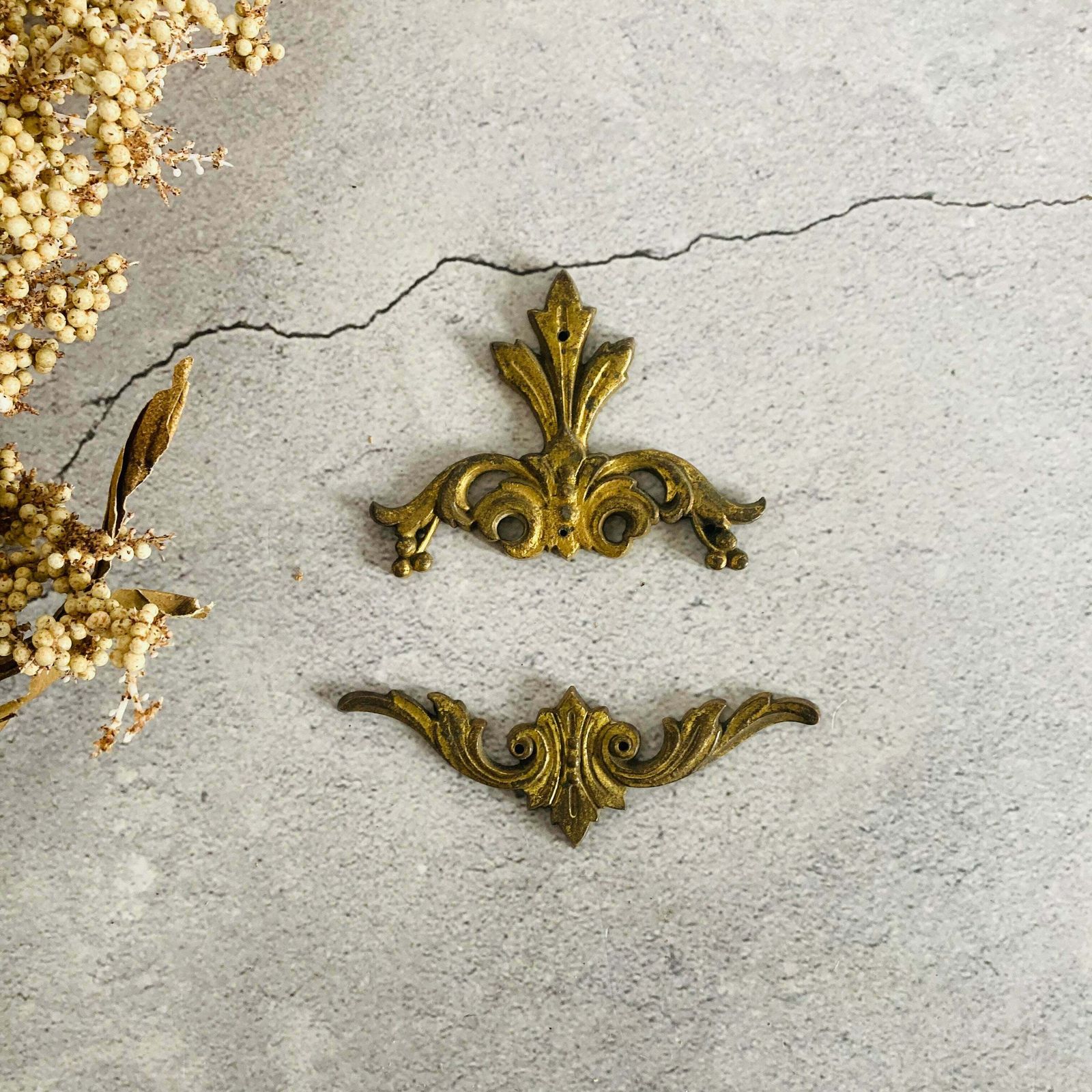 Antique Small Decorative Brass Plaques