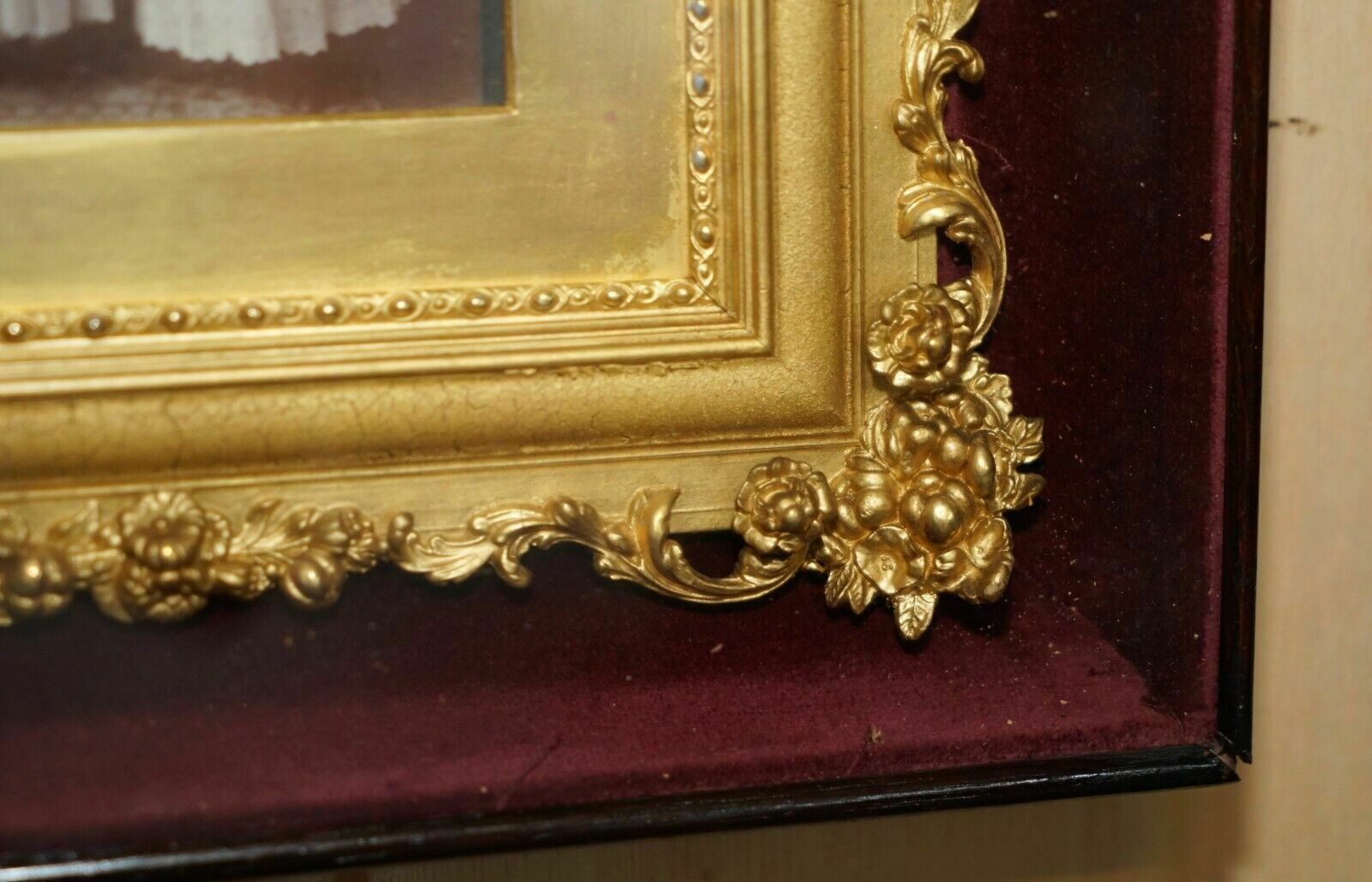 Art Antique Victorian Violinists Photo & Period Frame Cased Inside Display Case photo