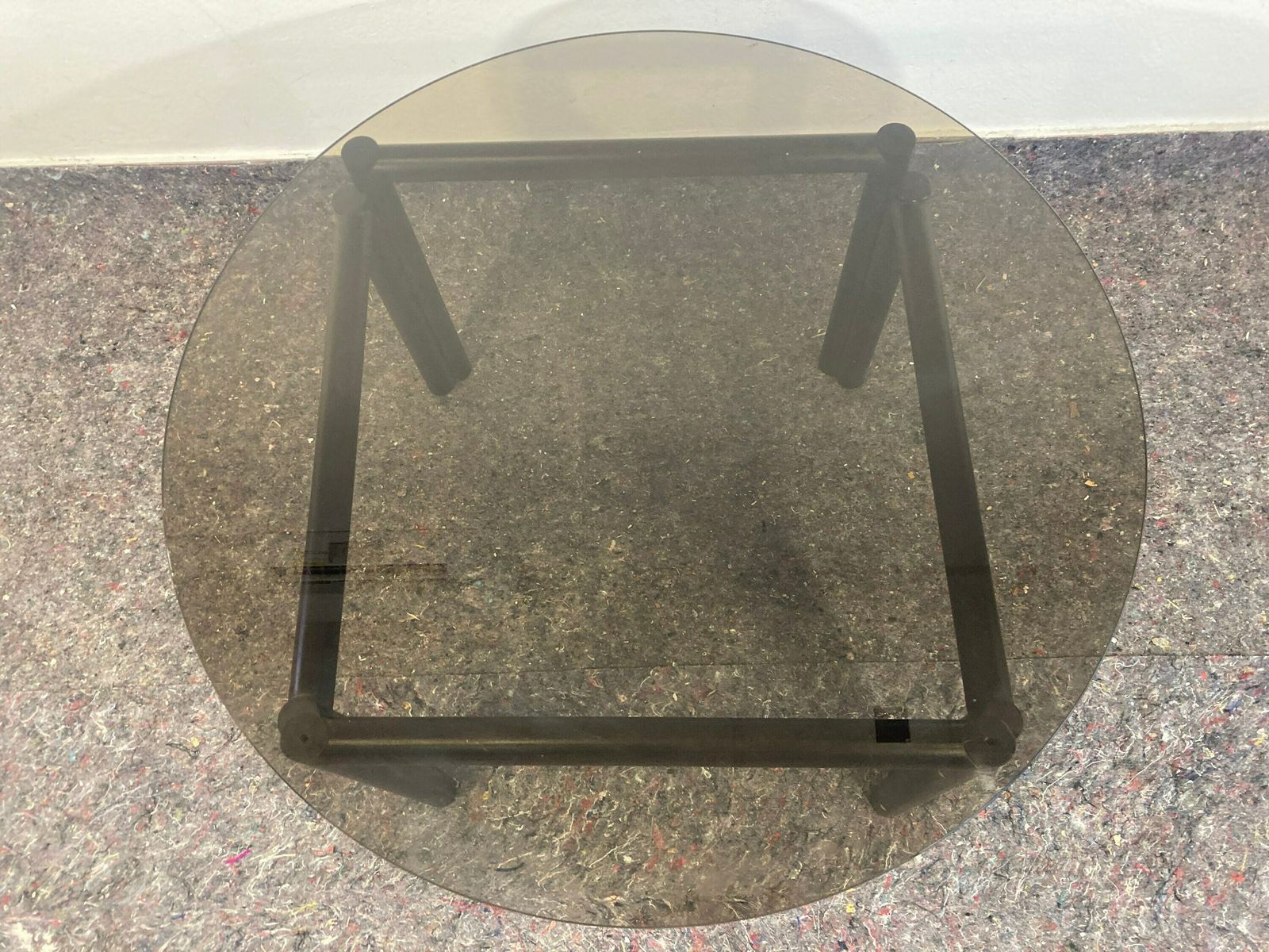 Rare Mid Century Coffee Table / Vintage Furniture /Retro Table /Living Room Table /Pop Art/Wood Smoked Glass / White/Round Table / Furniture photo furniture