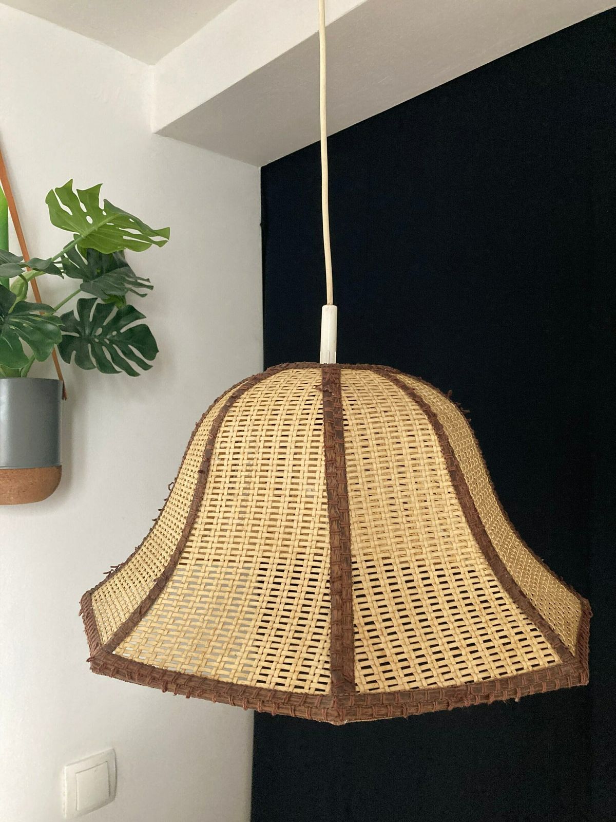 Vintage Cane Pendant70's/ Retro /Unique Ceiling/Bentwood Rattan Hanging /Vintage Decor/Accent Lamp/Boho Lamp