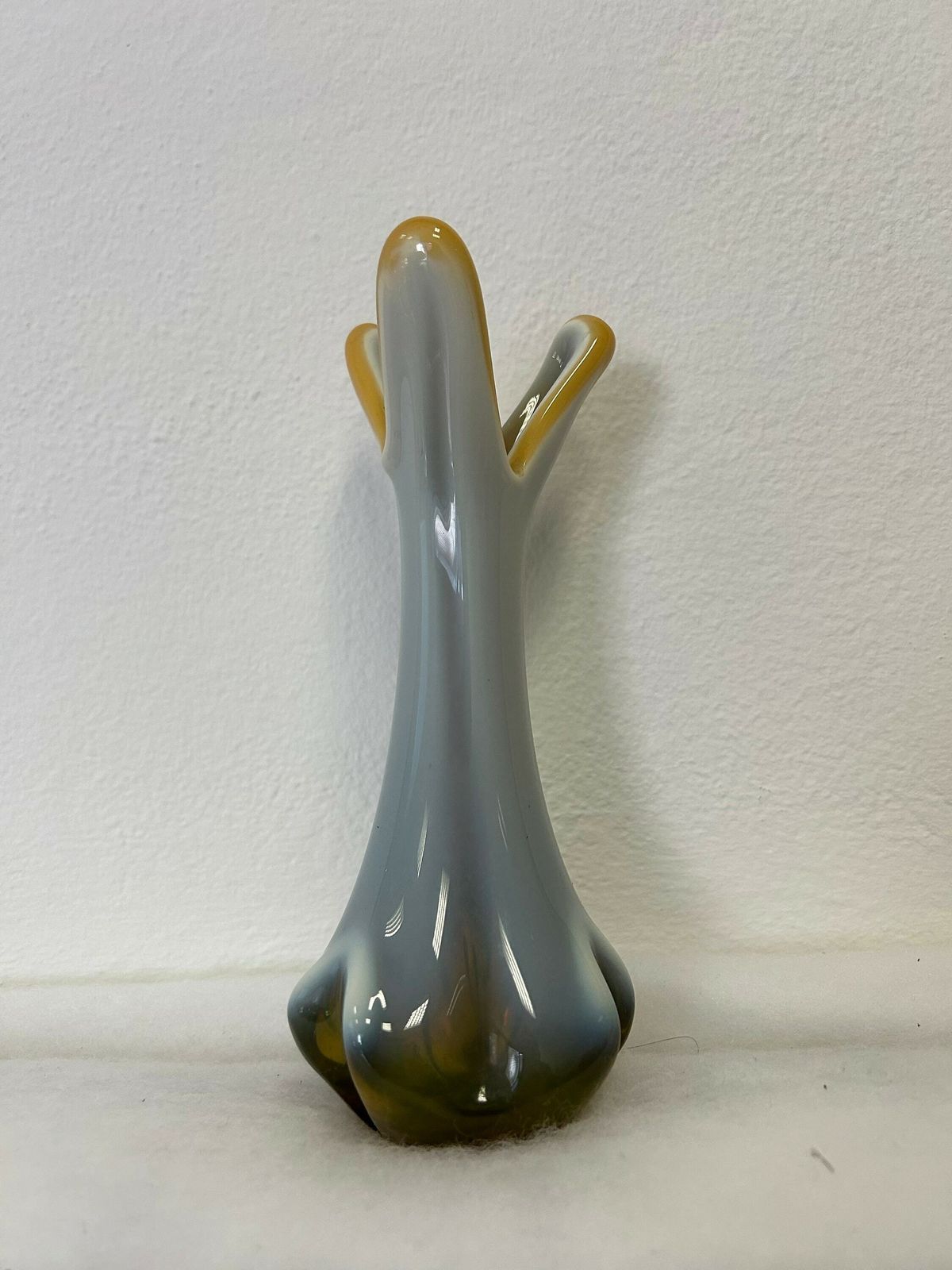 Murano Glass Italian Style / Vintage Yellow White /  Murano Glass Vase/ Coloured Glass Small