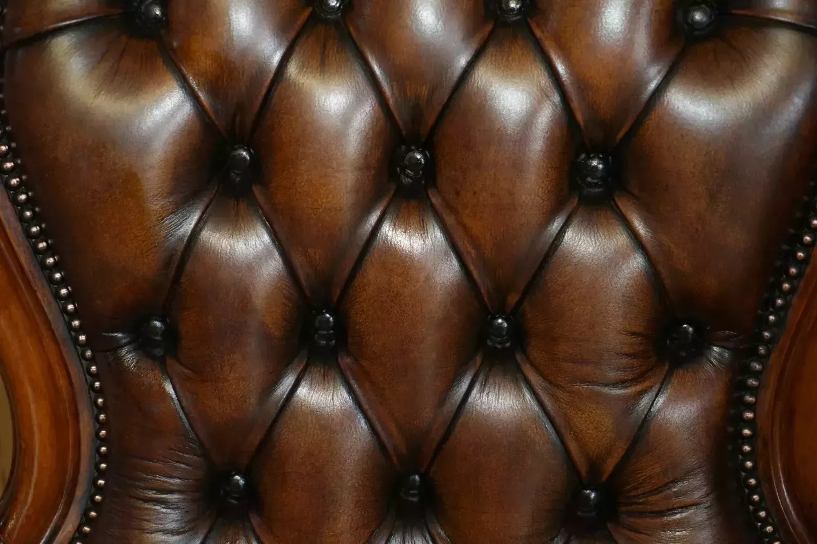 Pair Of Antique Show Framed Victorian Chesterfield Brown Leather Armchairs photo buy